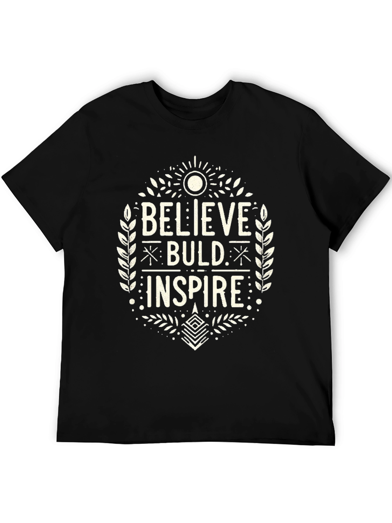 Believe Build Inspire Graphic Tee - Black Cotton T-Shirt