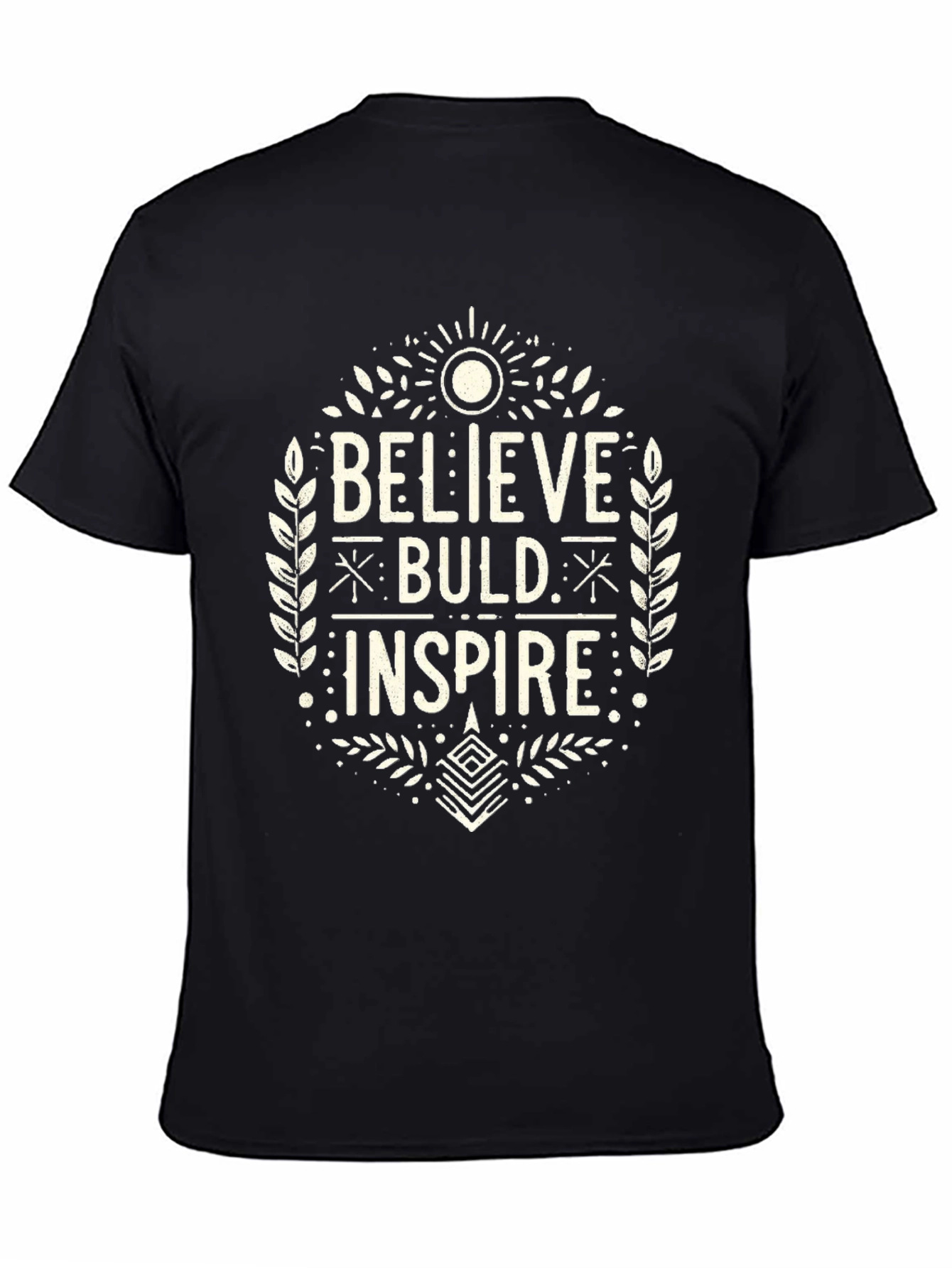 Believe Build Inspire Graphic Tee - Black Cotton T-Shirt