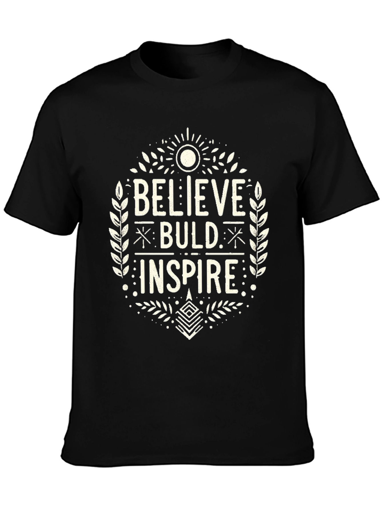 Believe Build Inspire Graphic Tee - Black Cotton T-Shirt