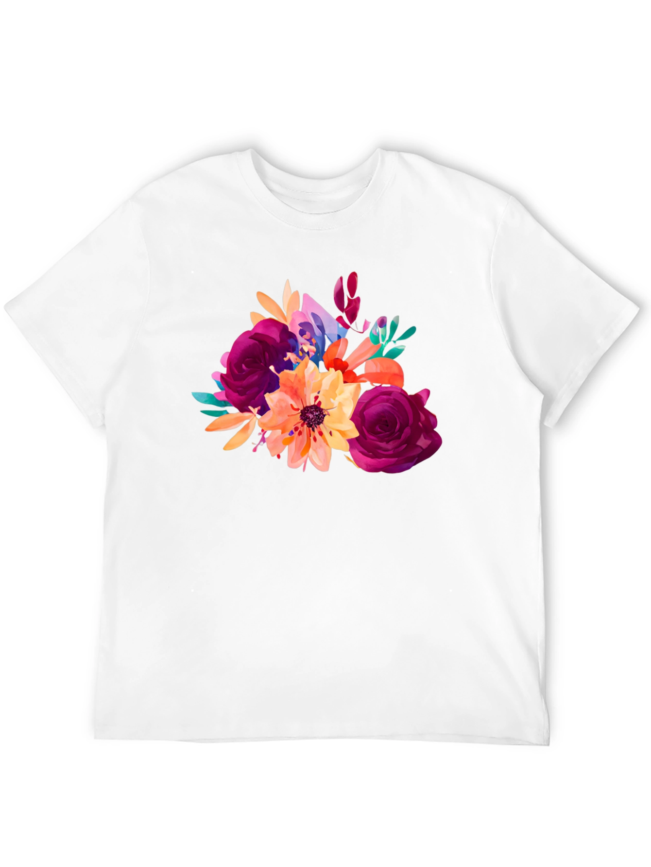 Floral Bouquet Graphic T-Shirt - Stylish Black Tee