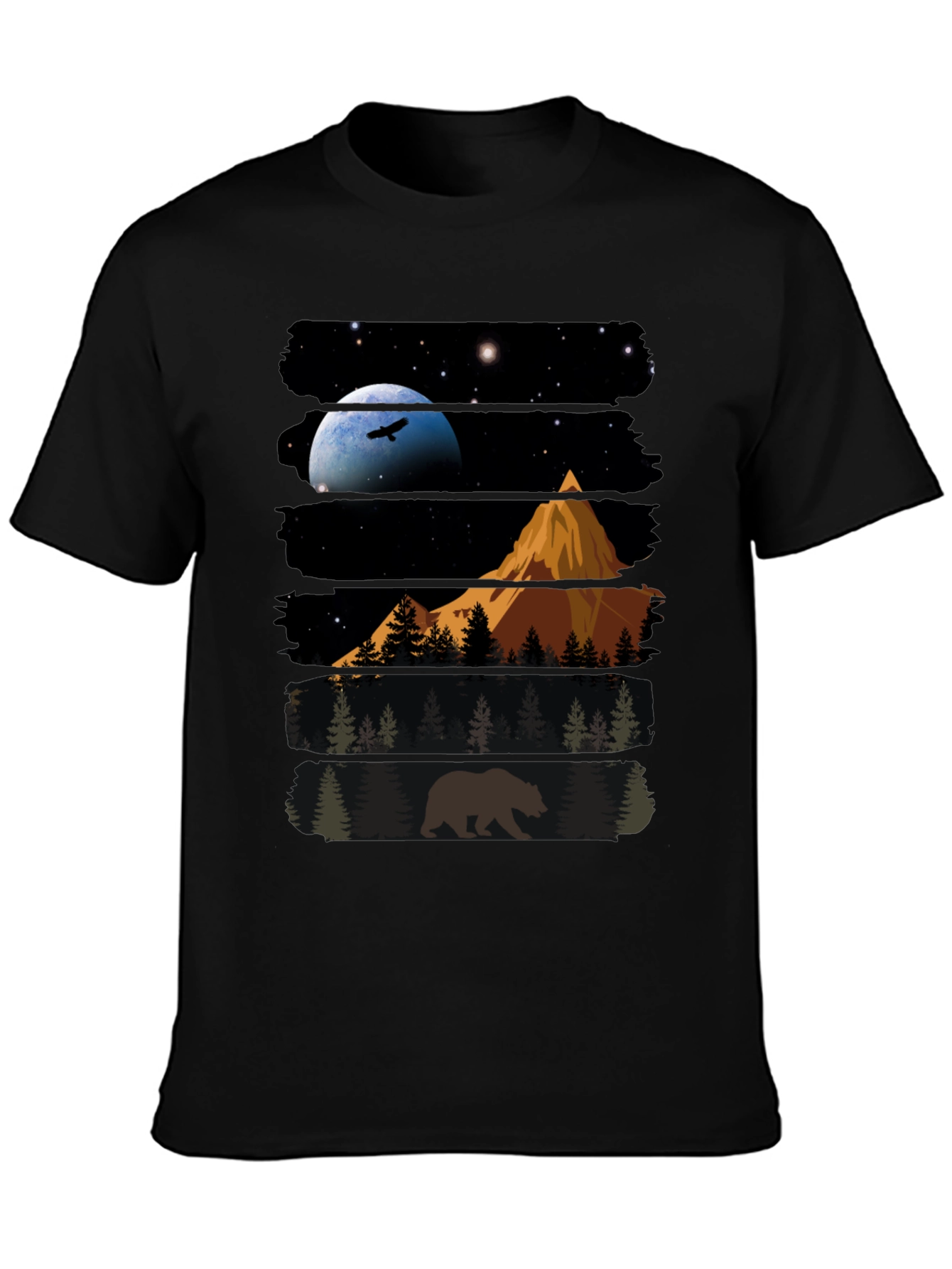 Nature Bear Graphic T-Shirt - Black