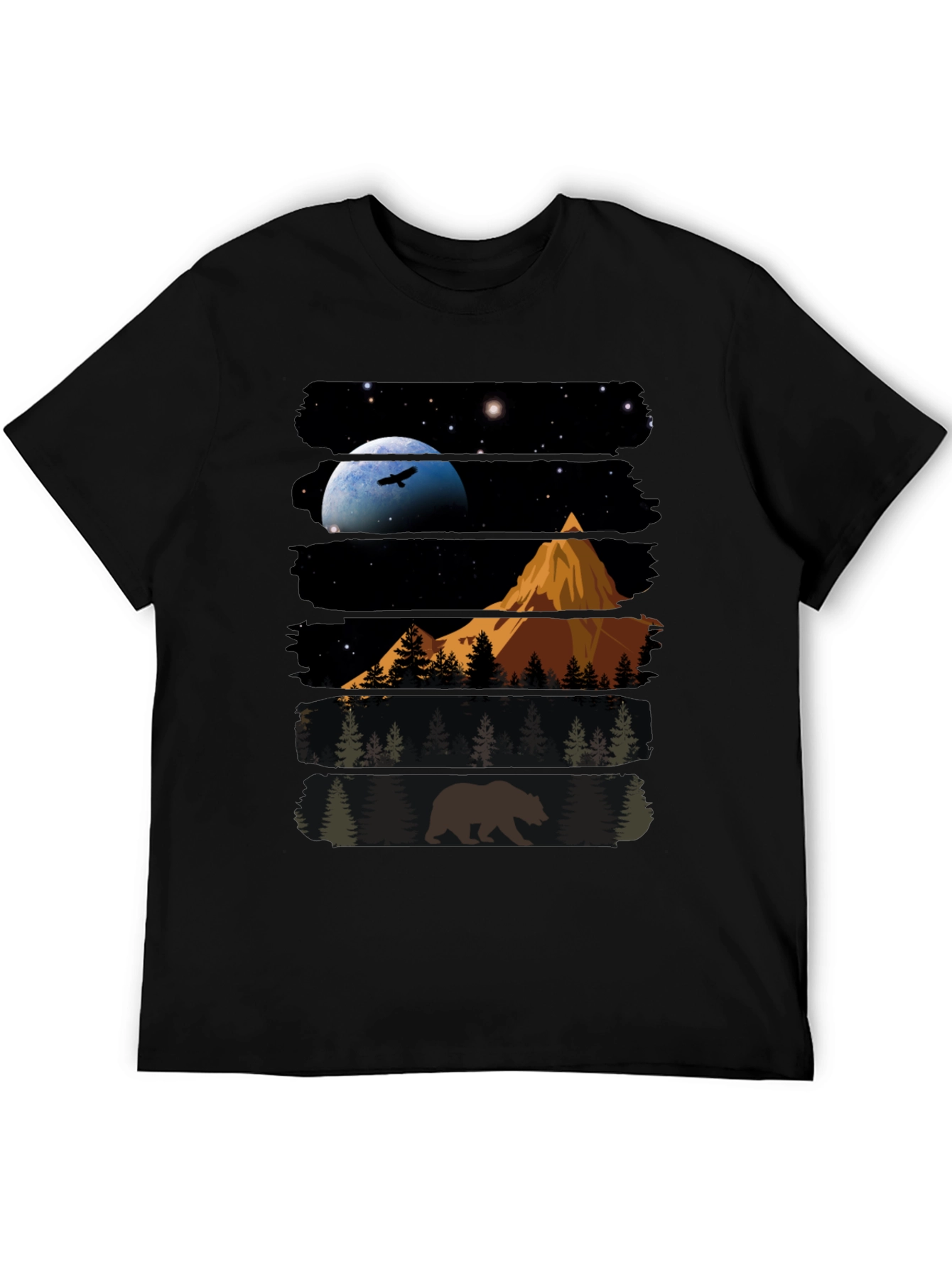 Nature Bear Graphic T-Shirt - Black