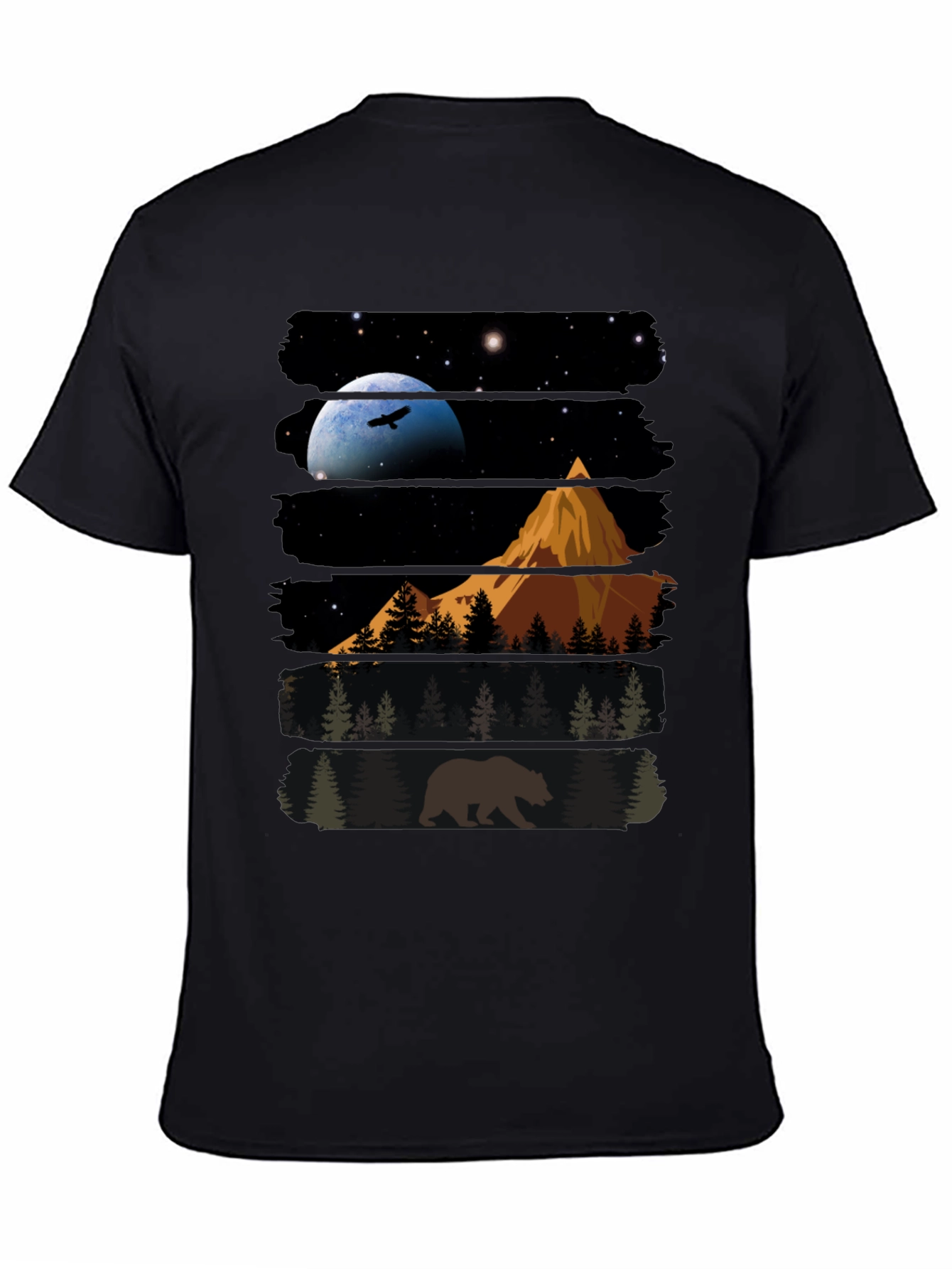Nature Bear Graphic T-Shirt - Black