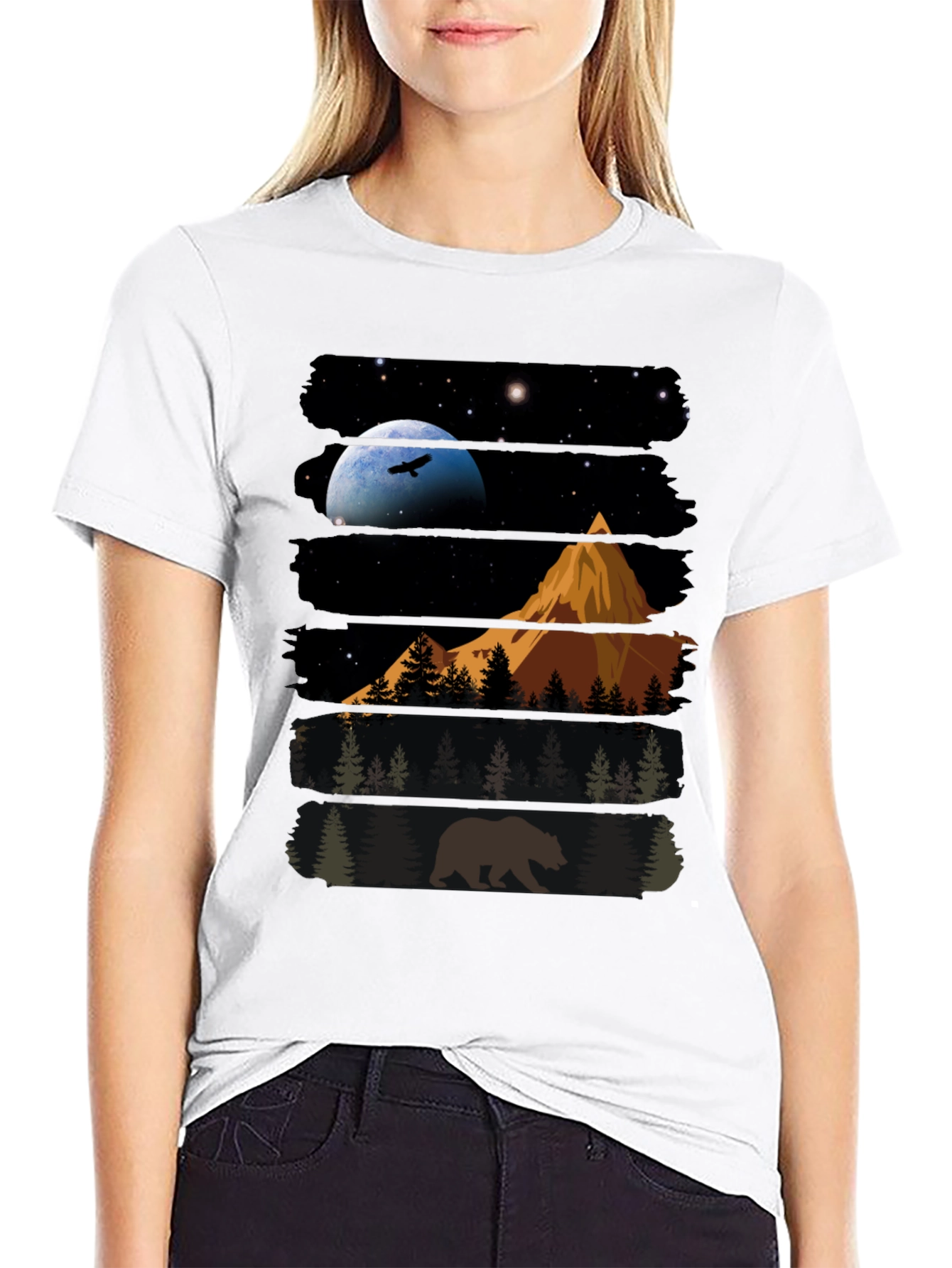 Nature Bear Graphic T-Shirt - Black