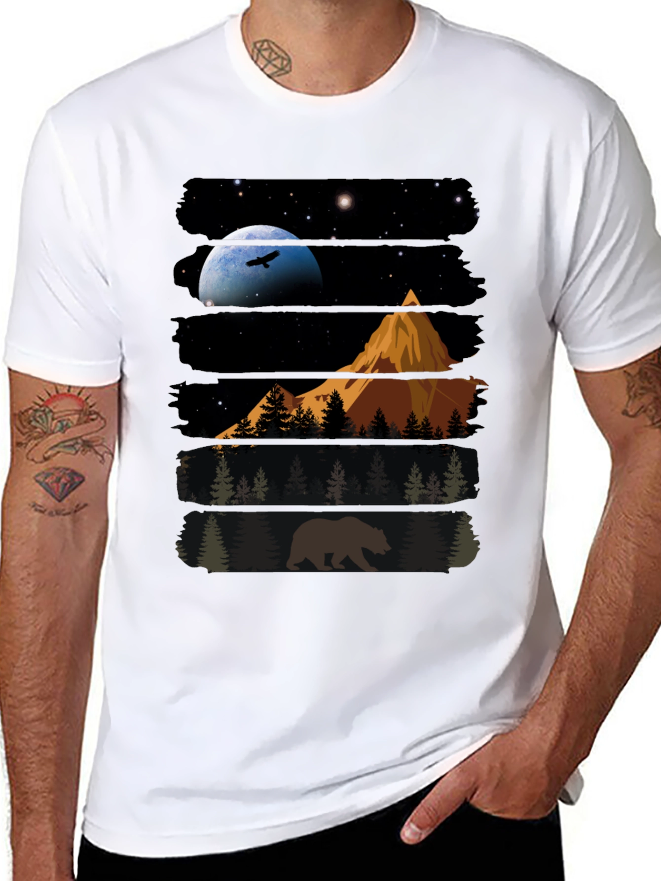 Nature Bear Graphic T-Shirt - Black