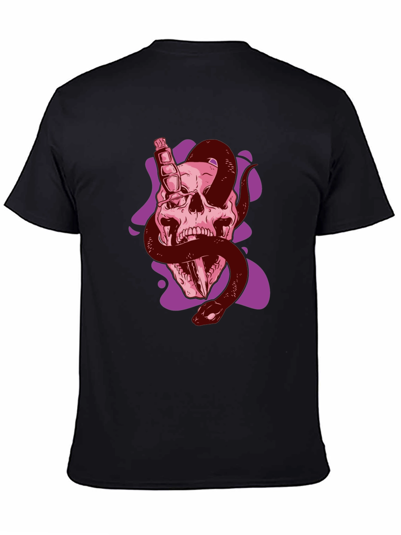 Skull Snake Graphic Tee - Edgy Black T-Shirt