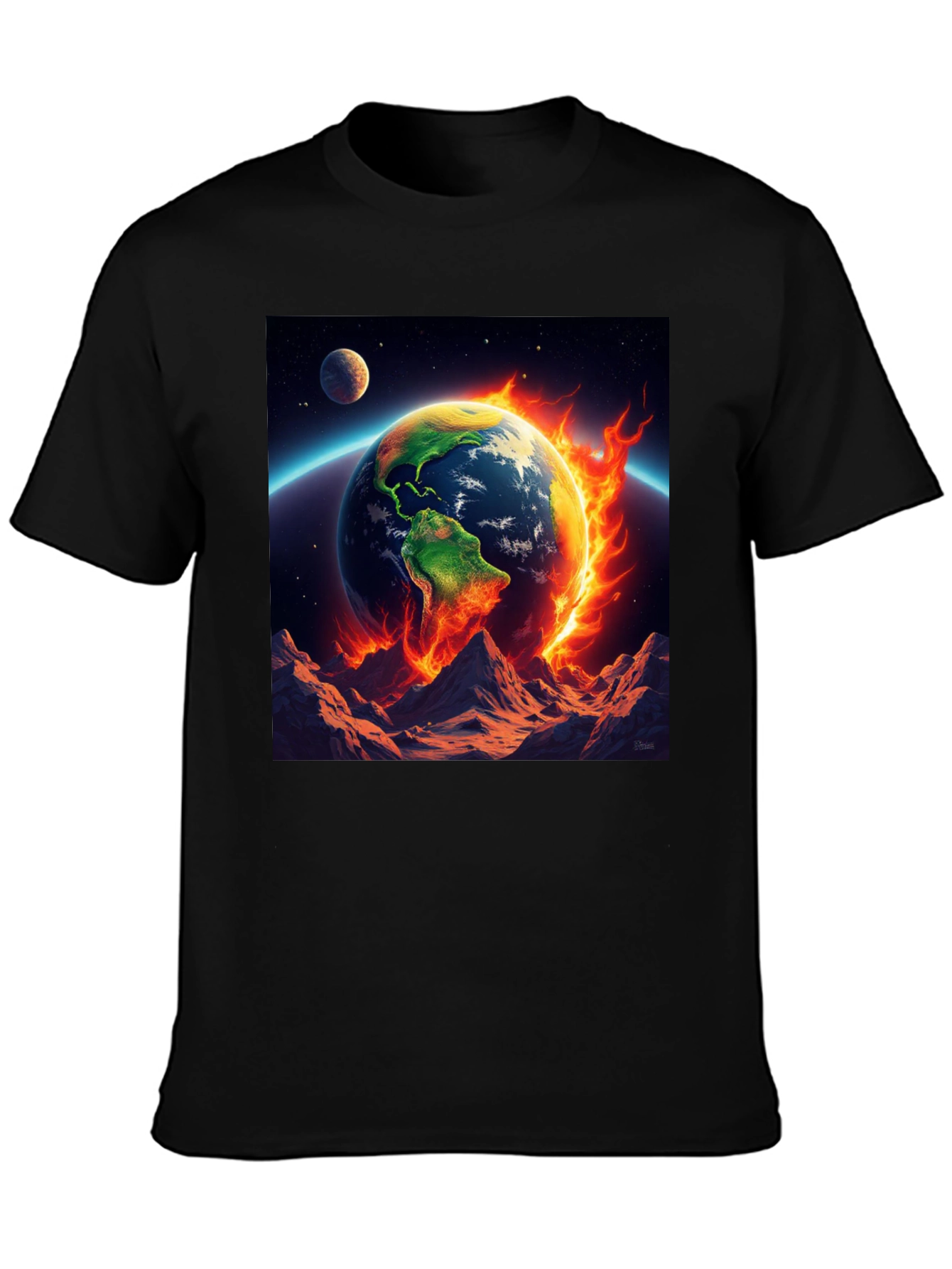 Burning Earth Graphic Tee - Global Warming Awareness
