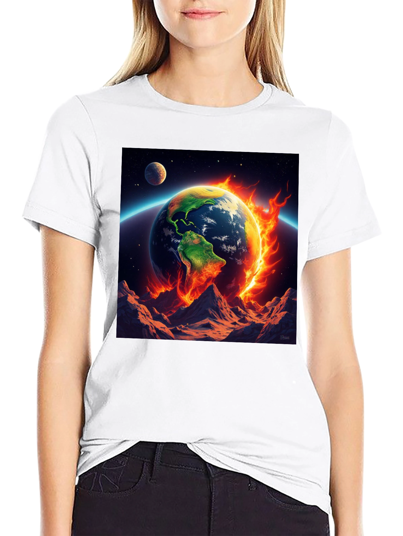 Burning Earth Graphic Tee - Global Warming Awareness