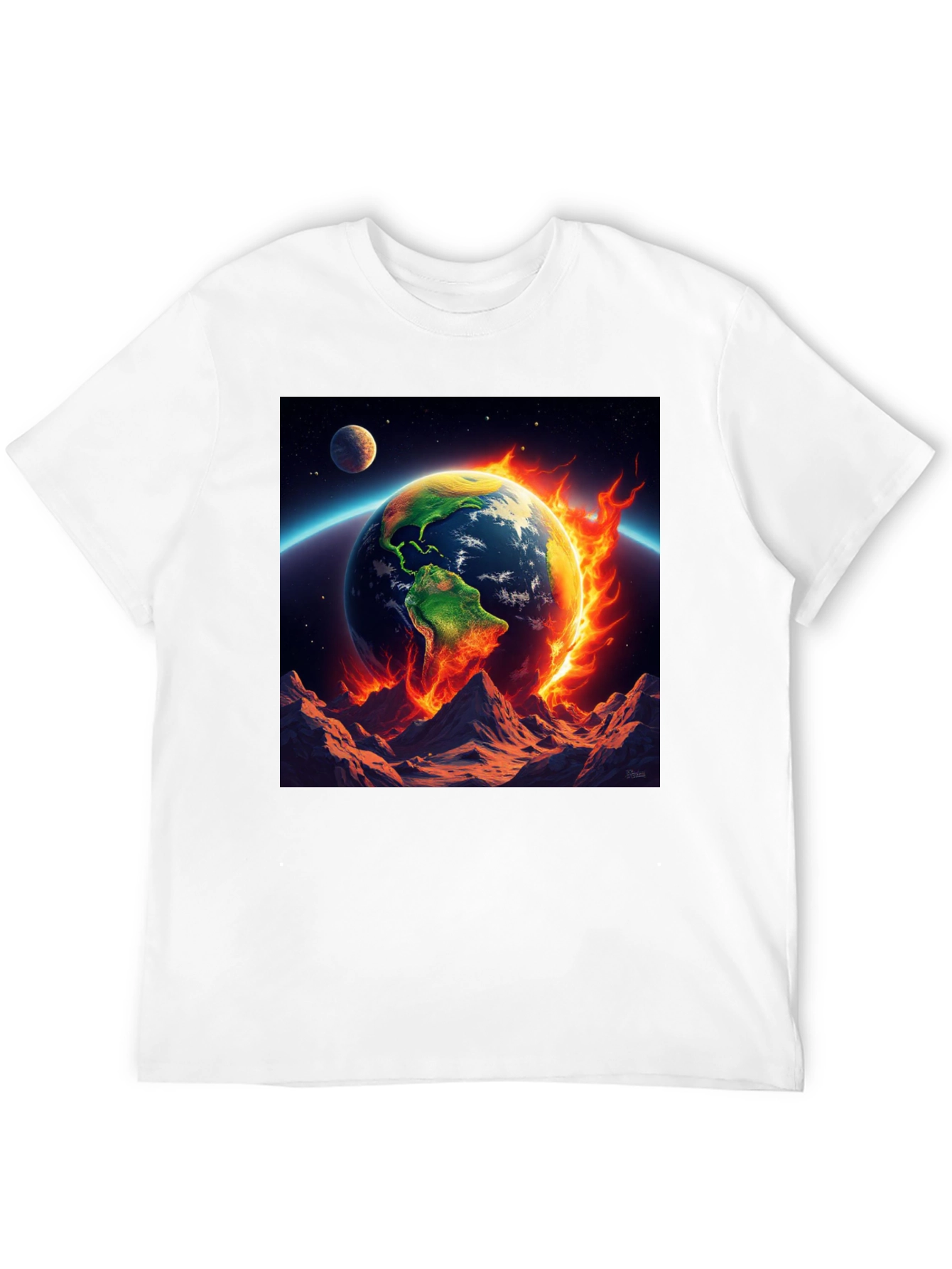 Burning Earth Graphic Tee - Global Warming Awareness