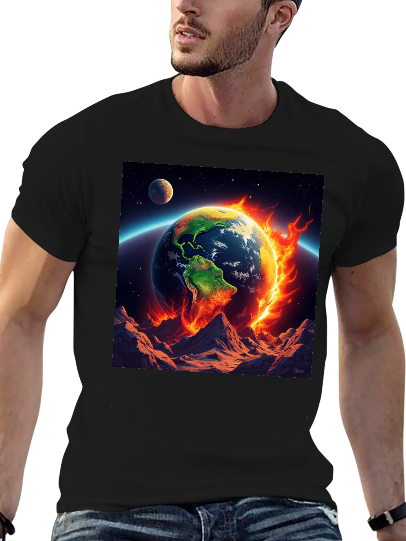 Burning Earth Graphic Tee - Global Warming Awareness