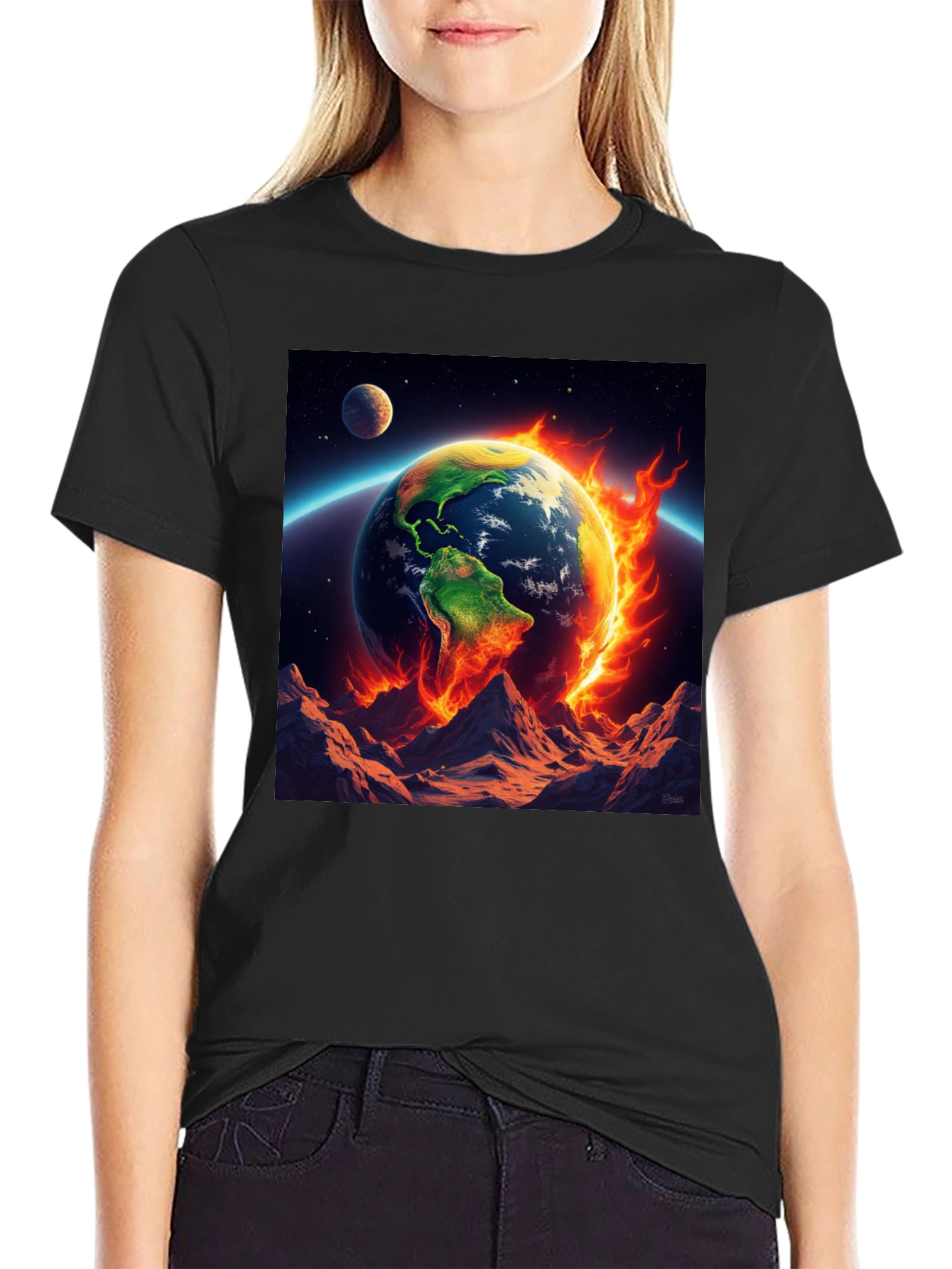 Burning Earth Graphic Tee - Global Warming Awareness