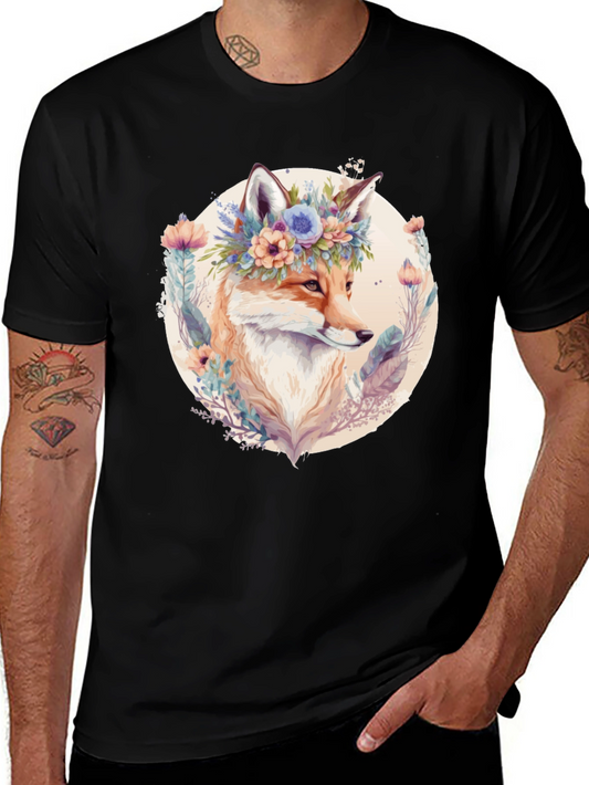 Floral Fox Graphic Tee - Soft & Stylish