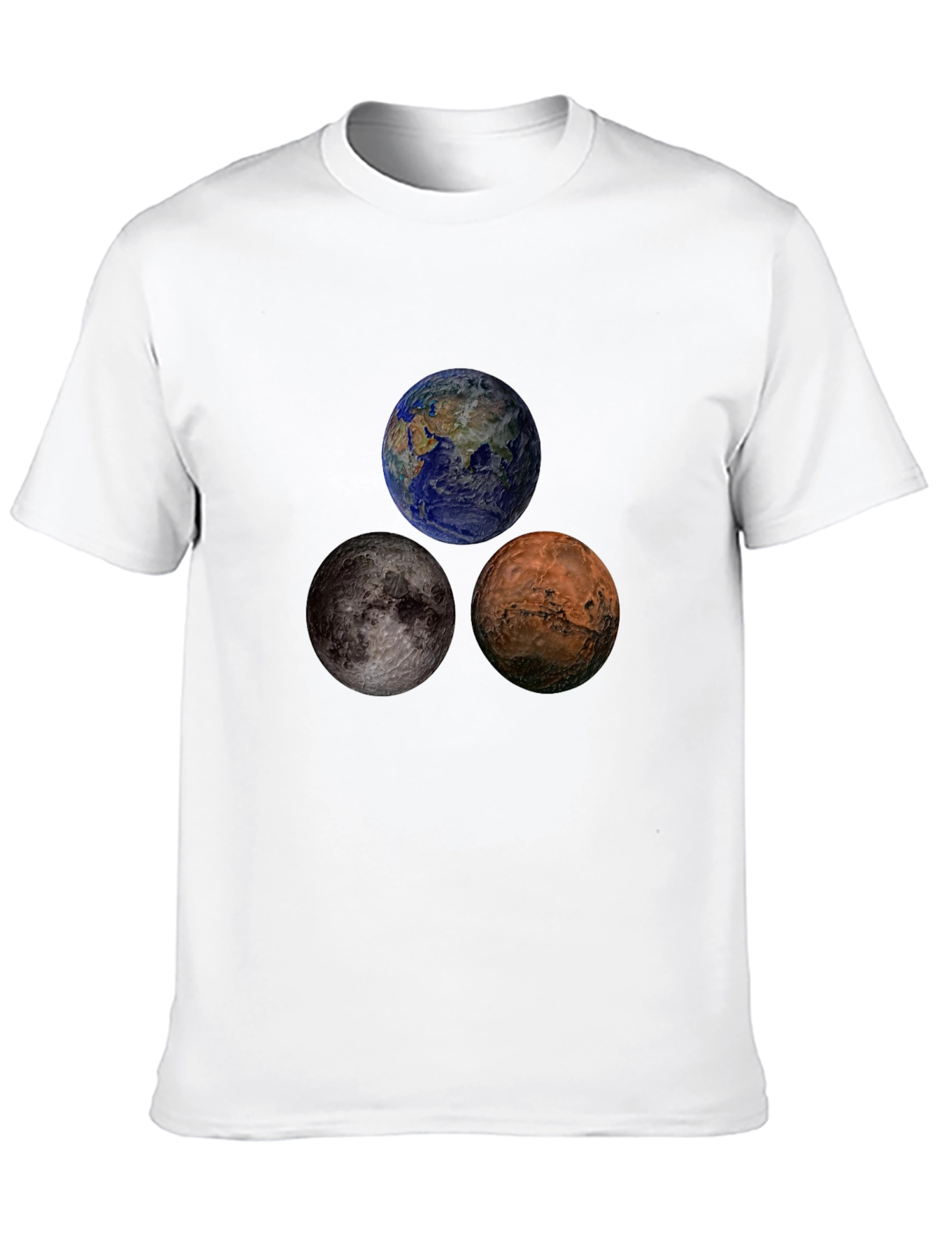 Planetary T-Shirt: Earth Moon Mars Design