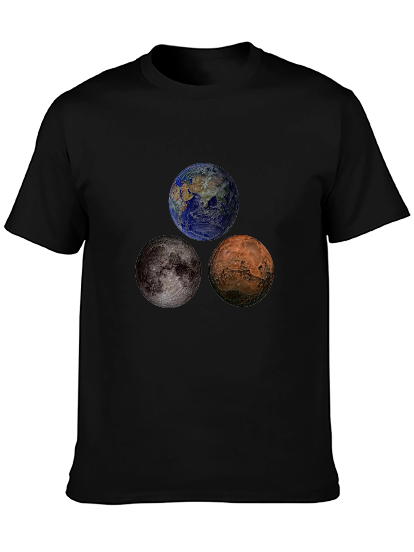 Planetary T-Shirt: Earth Moon Mars Design