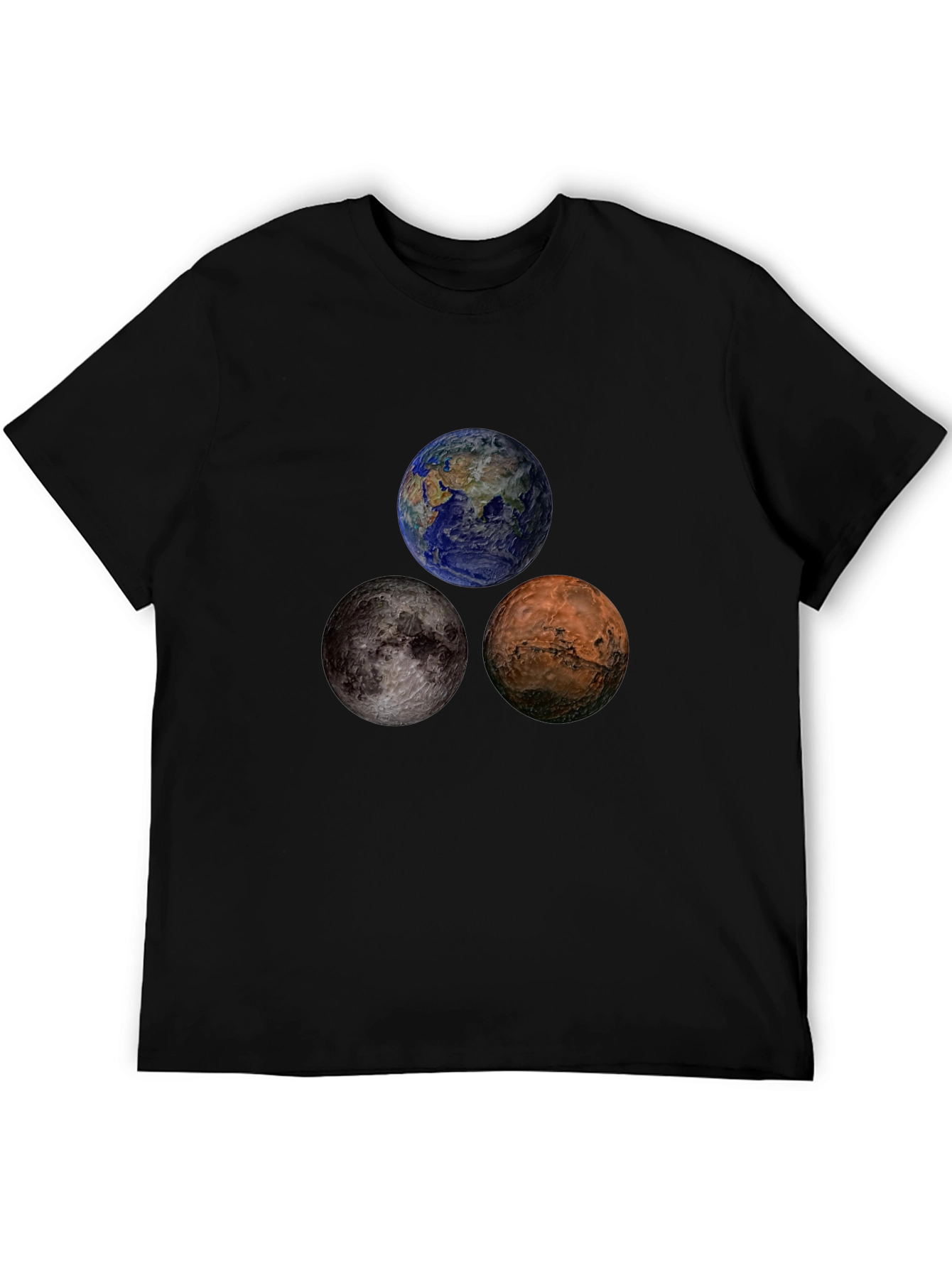 Planetary T-Shirt: Earth Moon Mars Design