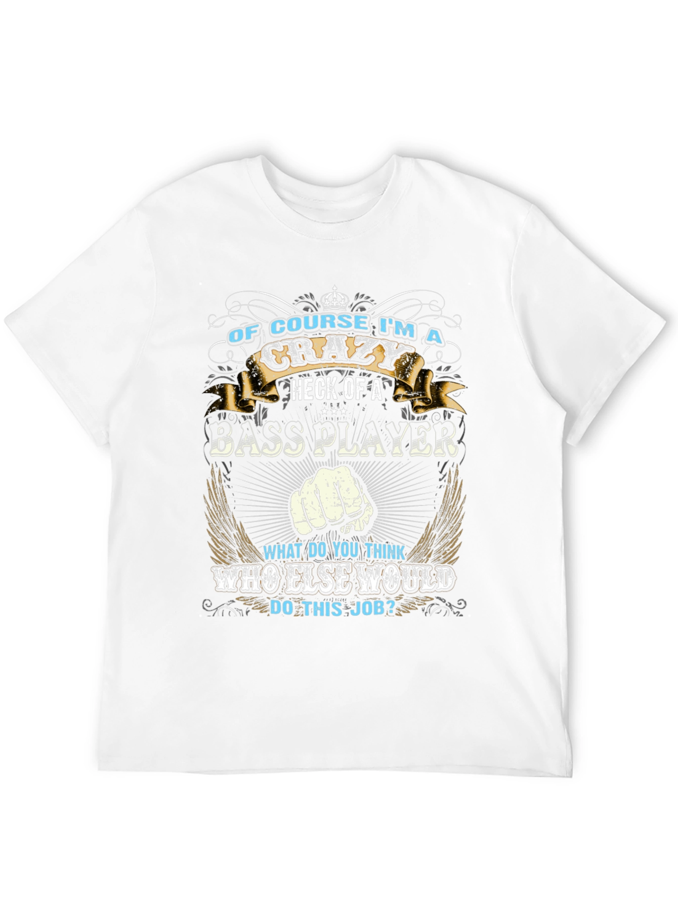 Crazy Bass Player Graphic T-Shirt - Black