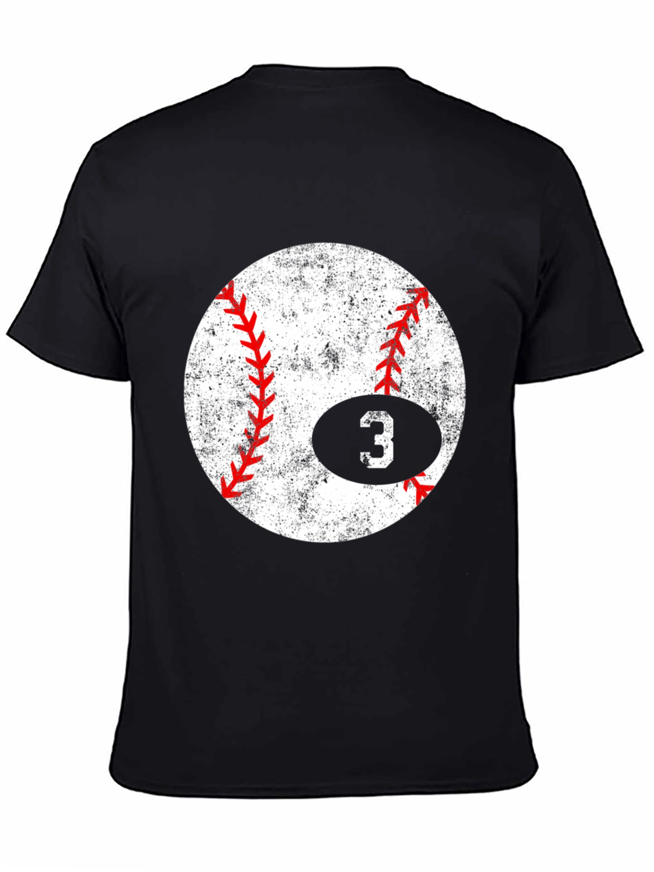 Baseball Number 3 T-Shirt - Distressed Graphic Tee