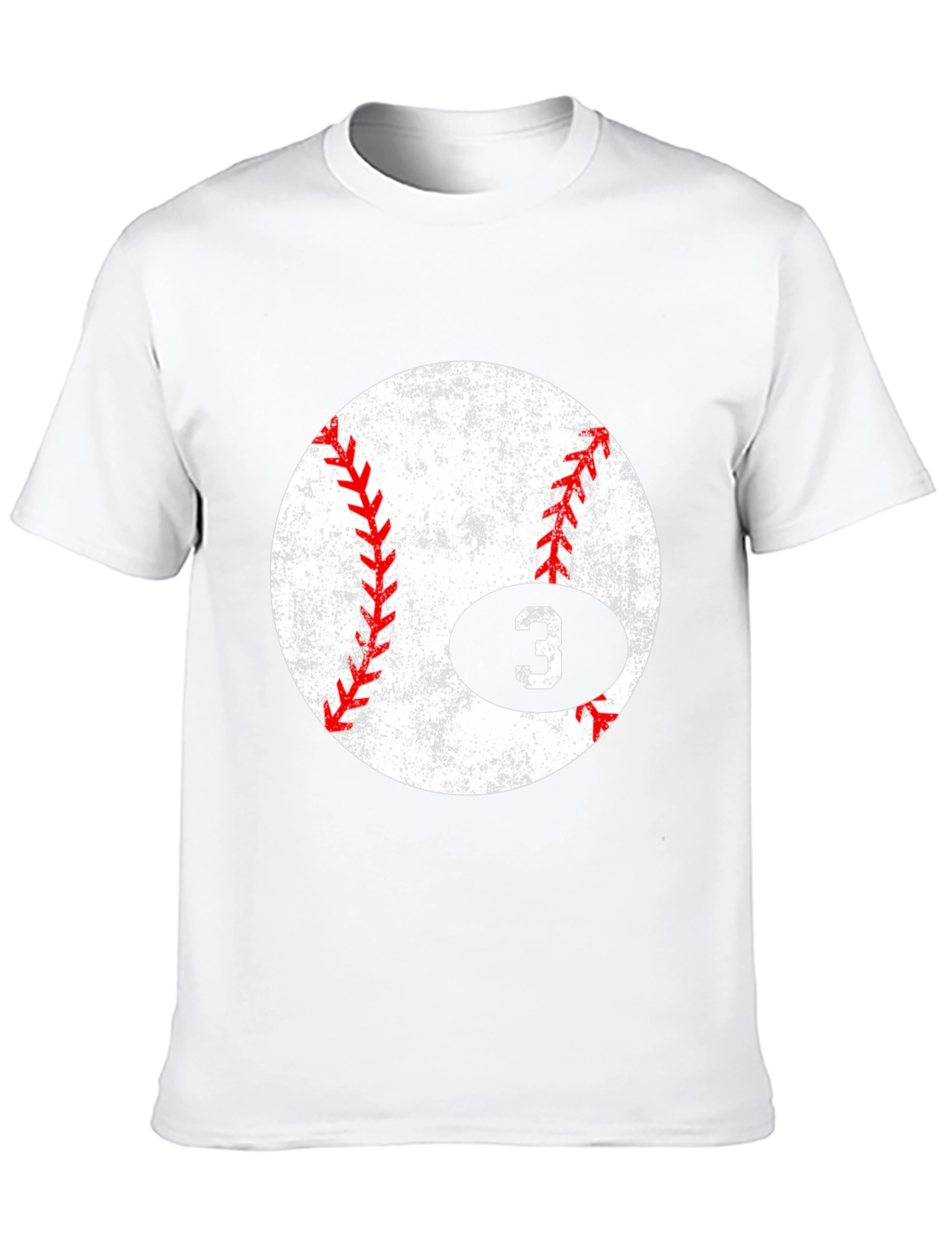 Baseball Number 3 T-Shirt - Distressed Graphic Tee