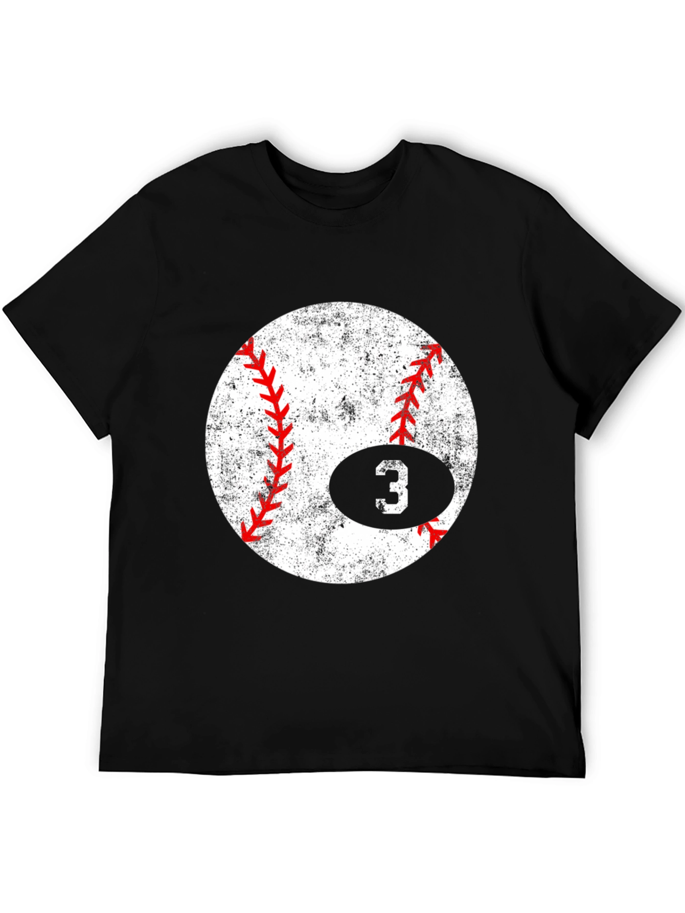 Baseball Number 3 T-Shirt - Distressed Graphic Tee