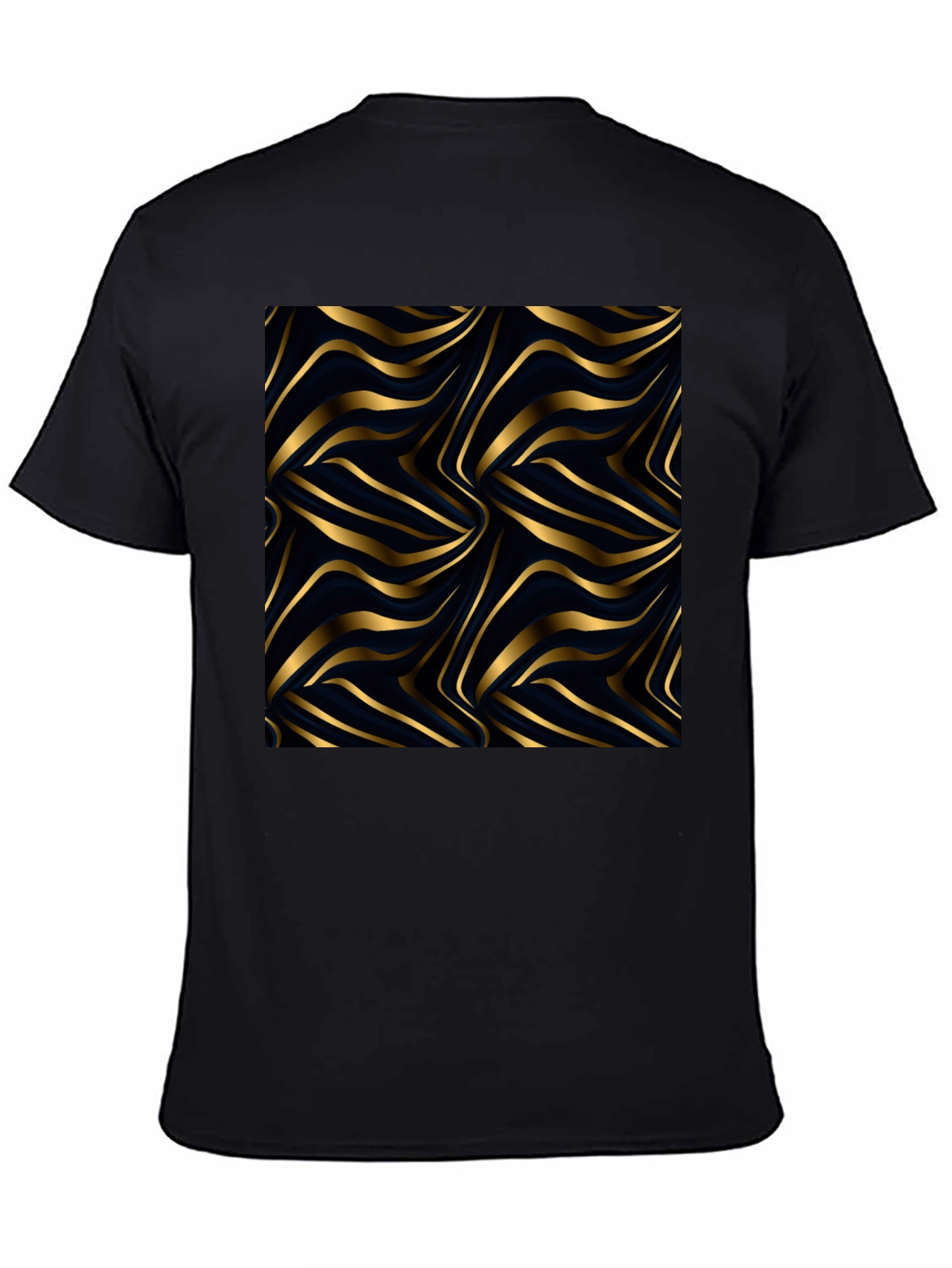 Gold Wave Pattern Black Tee