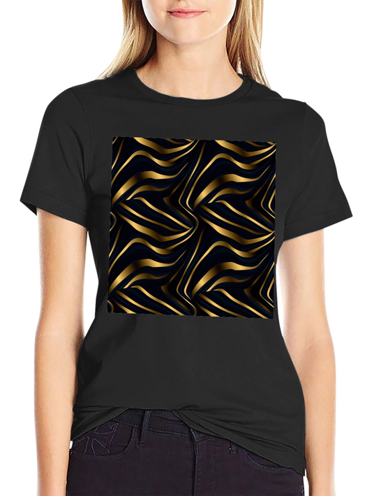 Gold Wave Pattern Black Tee