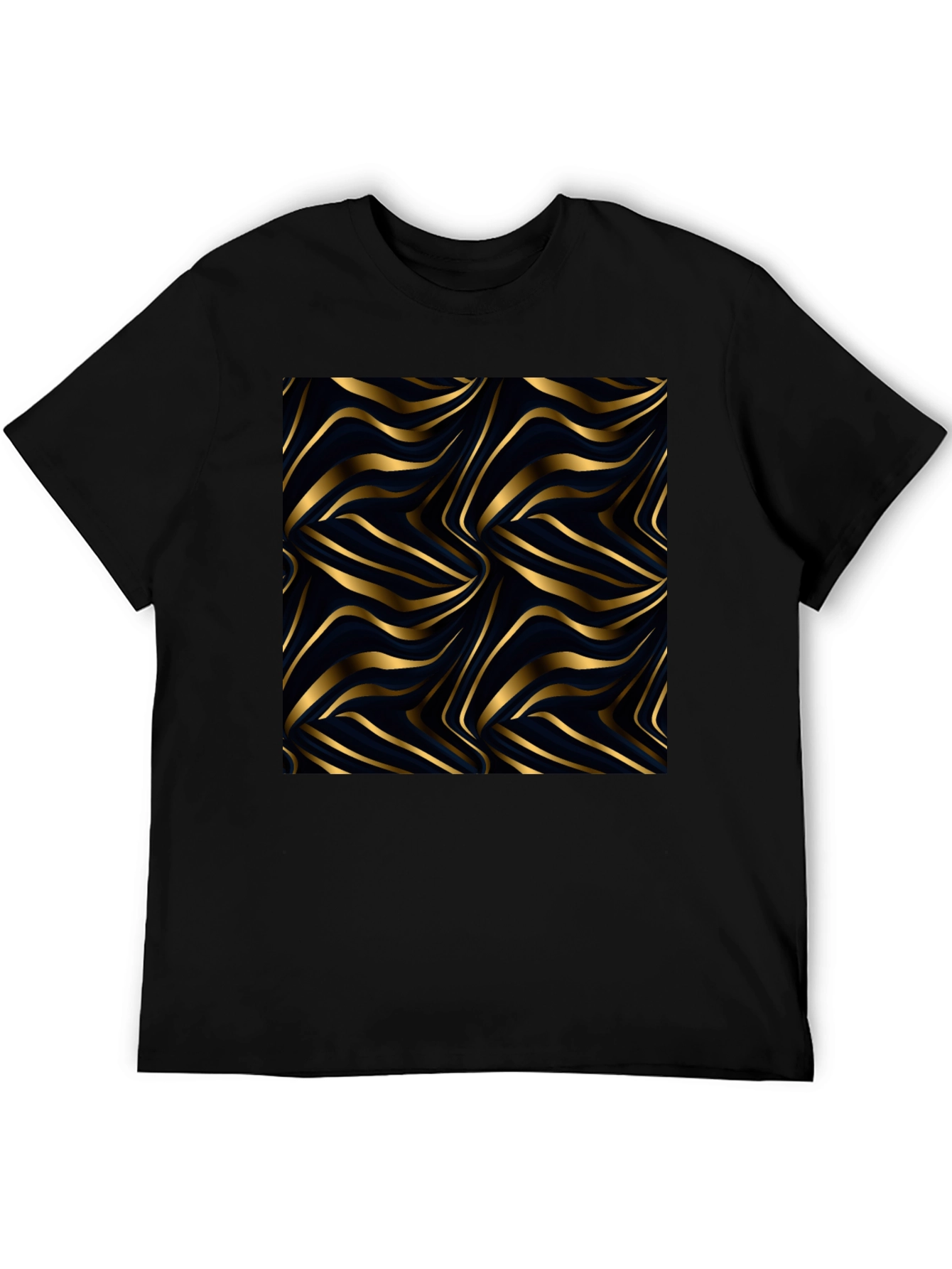 Gold Wave Pattern Black Tee