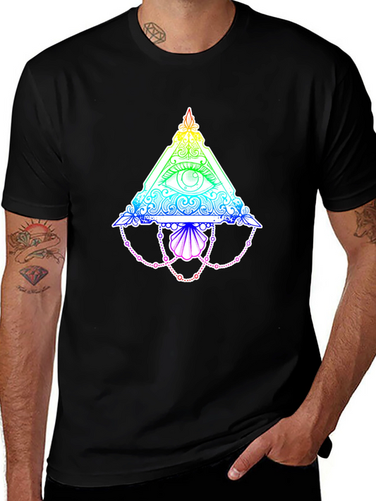 All-Seeing Eye Rainbow Graphic Black T-Shirt