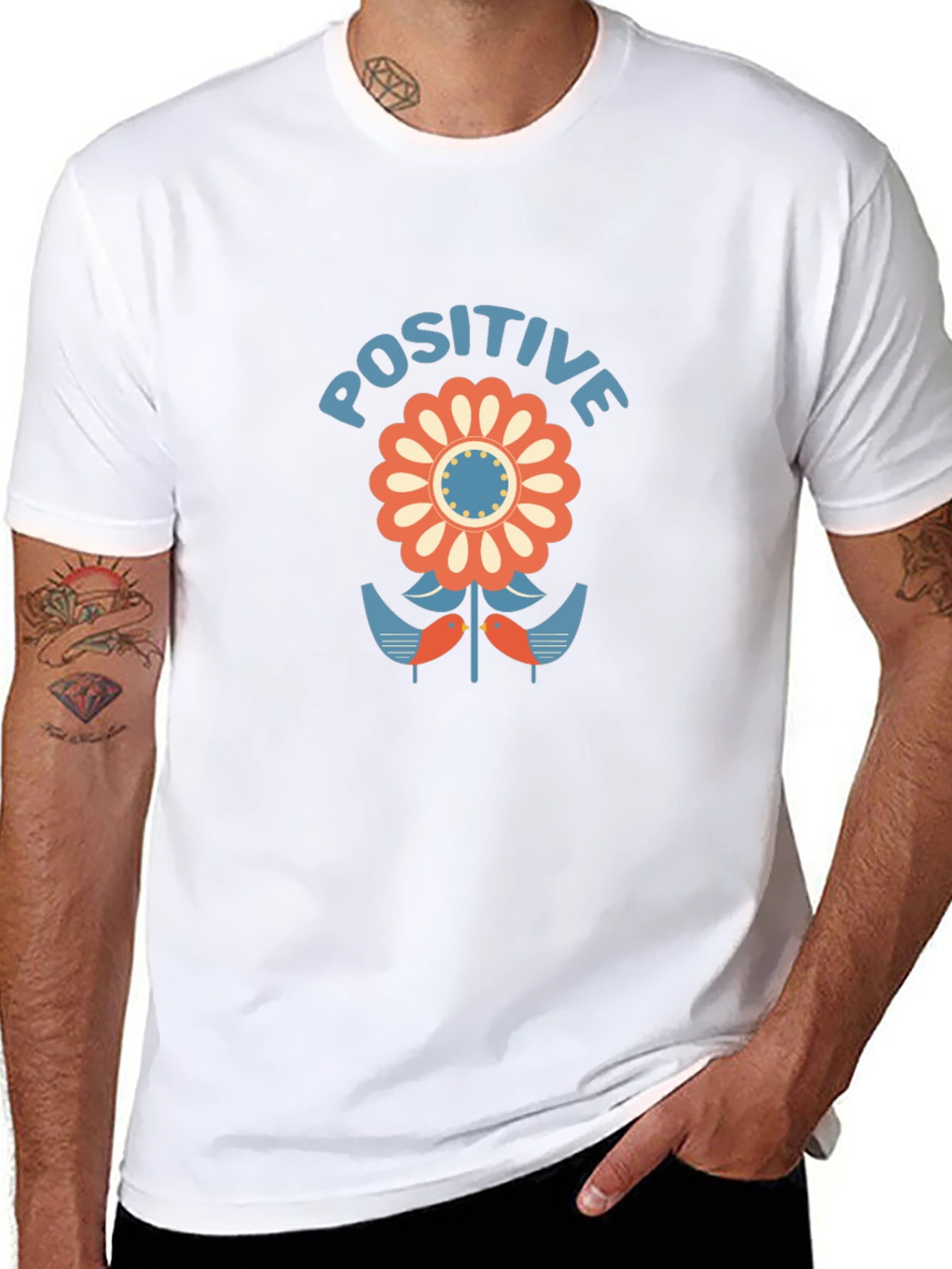 Positive Flower Graphic Tee - Stylish Black T-Shirt
