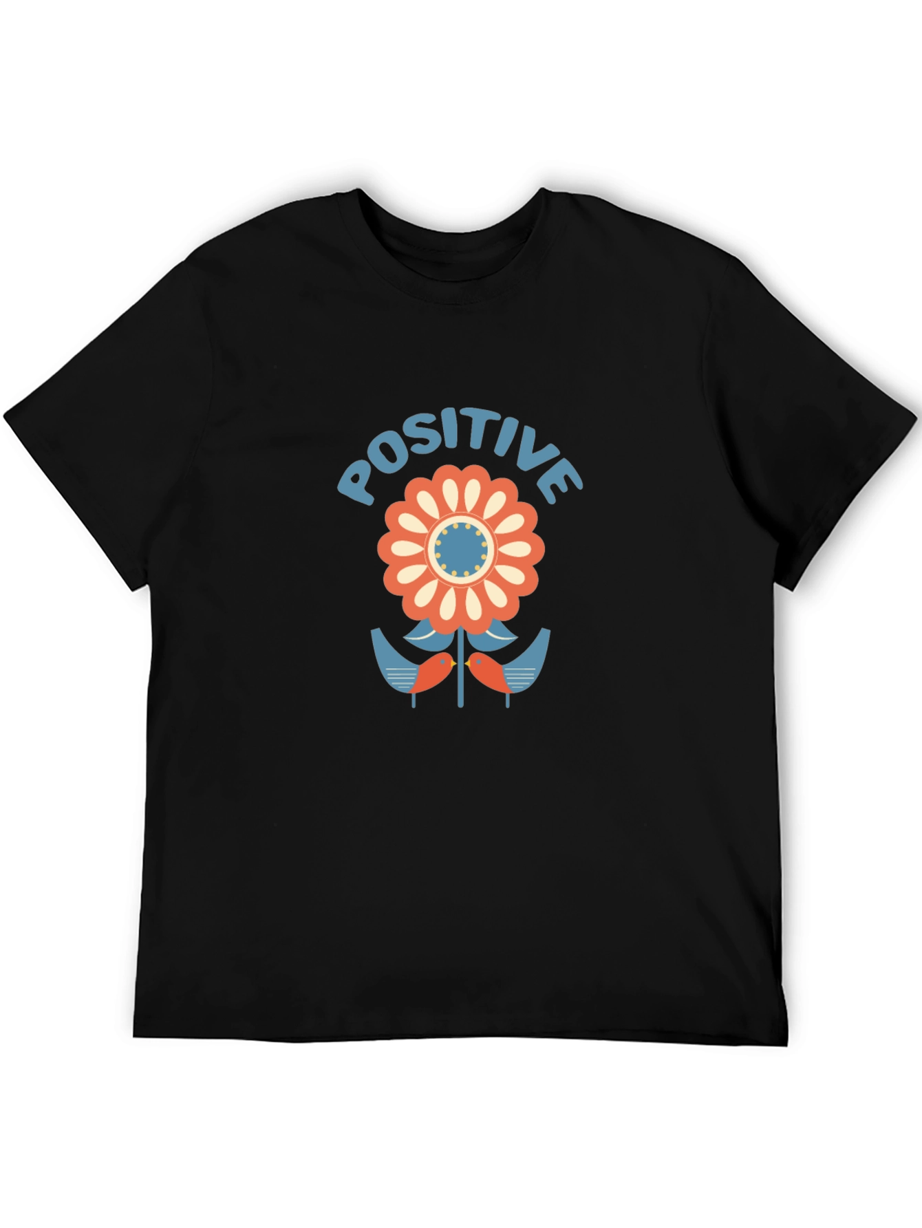 Positive Flower Graphic Tee - Stylish Black T-Shirt