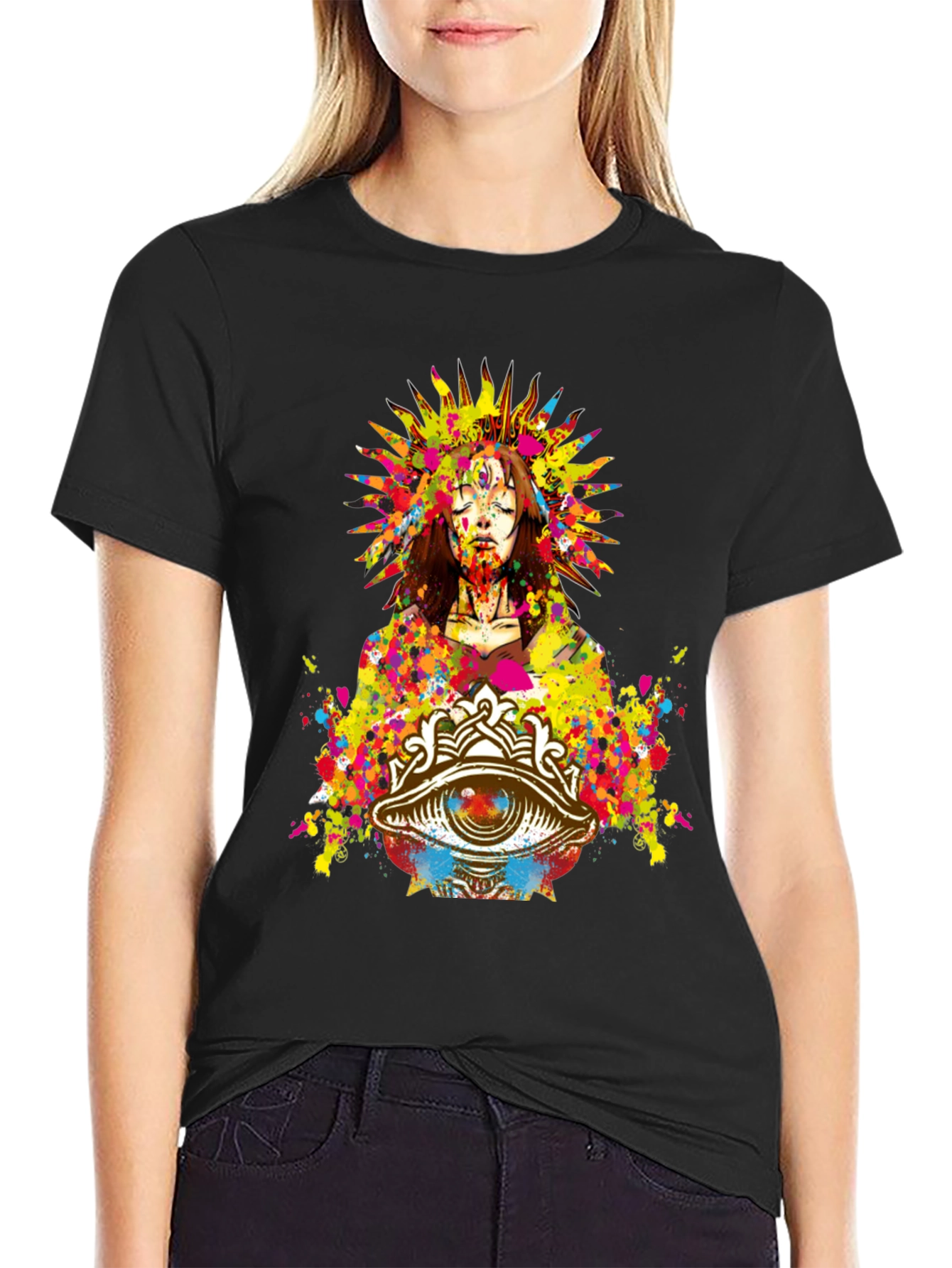 Mystic Eye Graphic Print Black T-Shirt