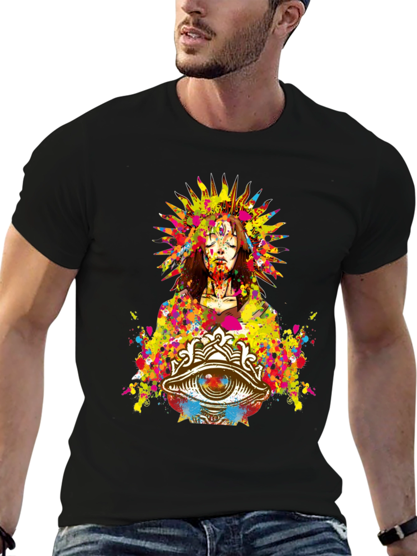 Mystic Eye Graphic Print Black T-Shirt