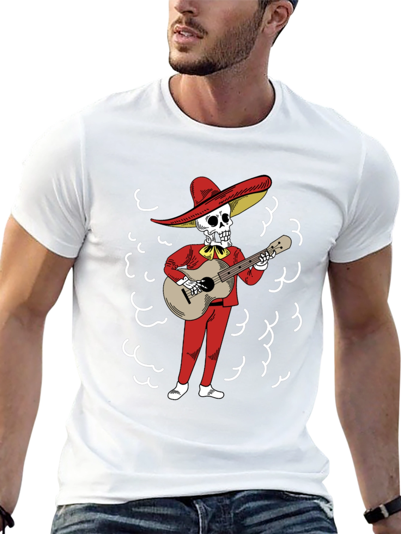 Mariachi Skeleton Graphic T-Shirt