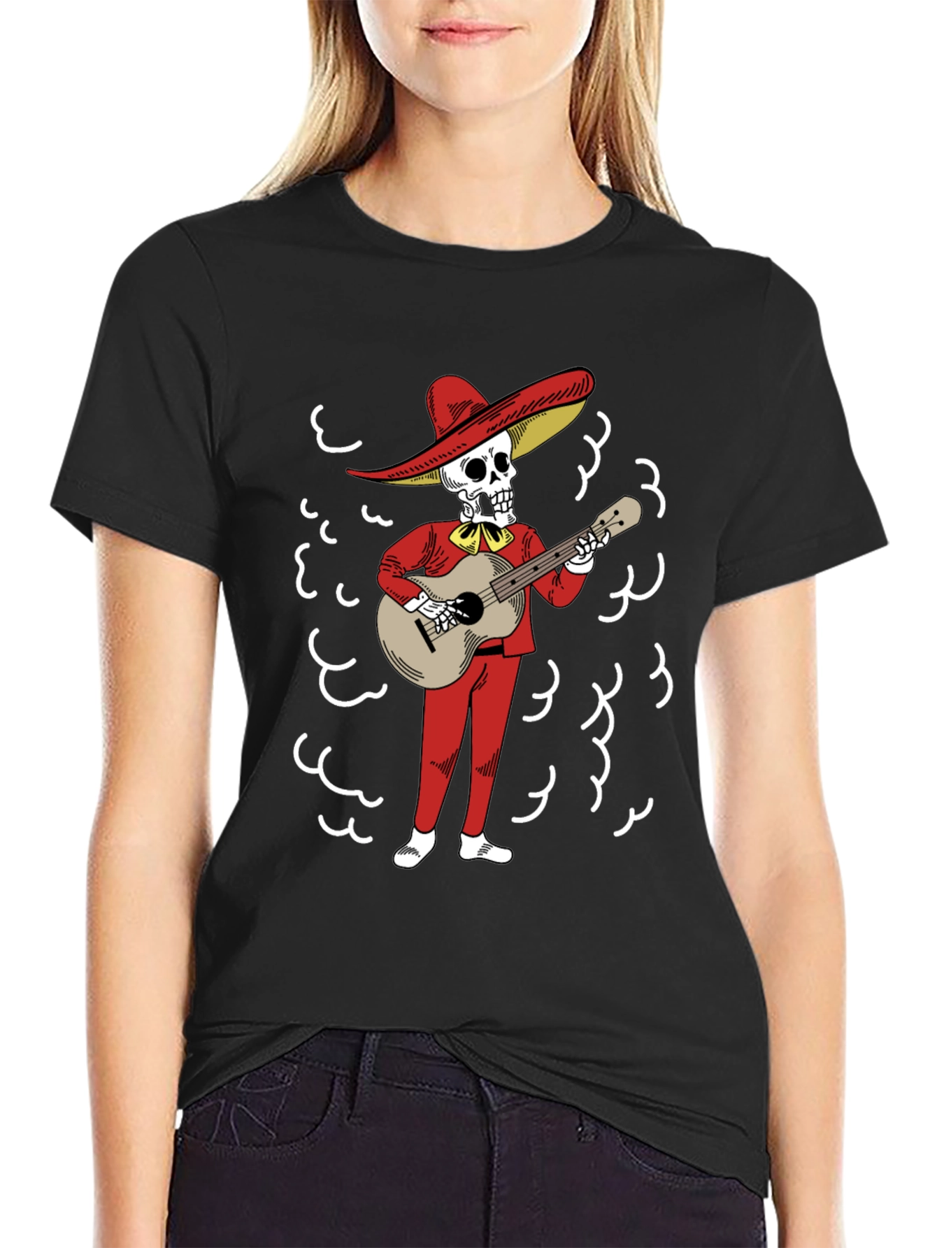 Mariachi Skeleton Graphic T-Shirt