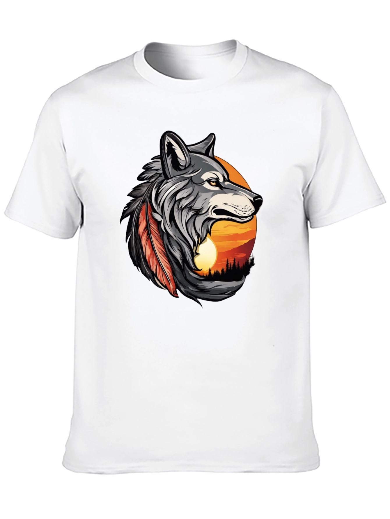 Wolf Sunset Graphic Tee - Mens Black T-Shirt