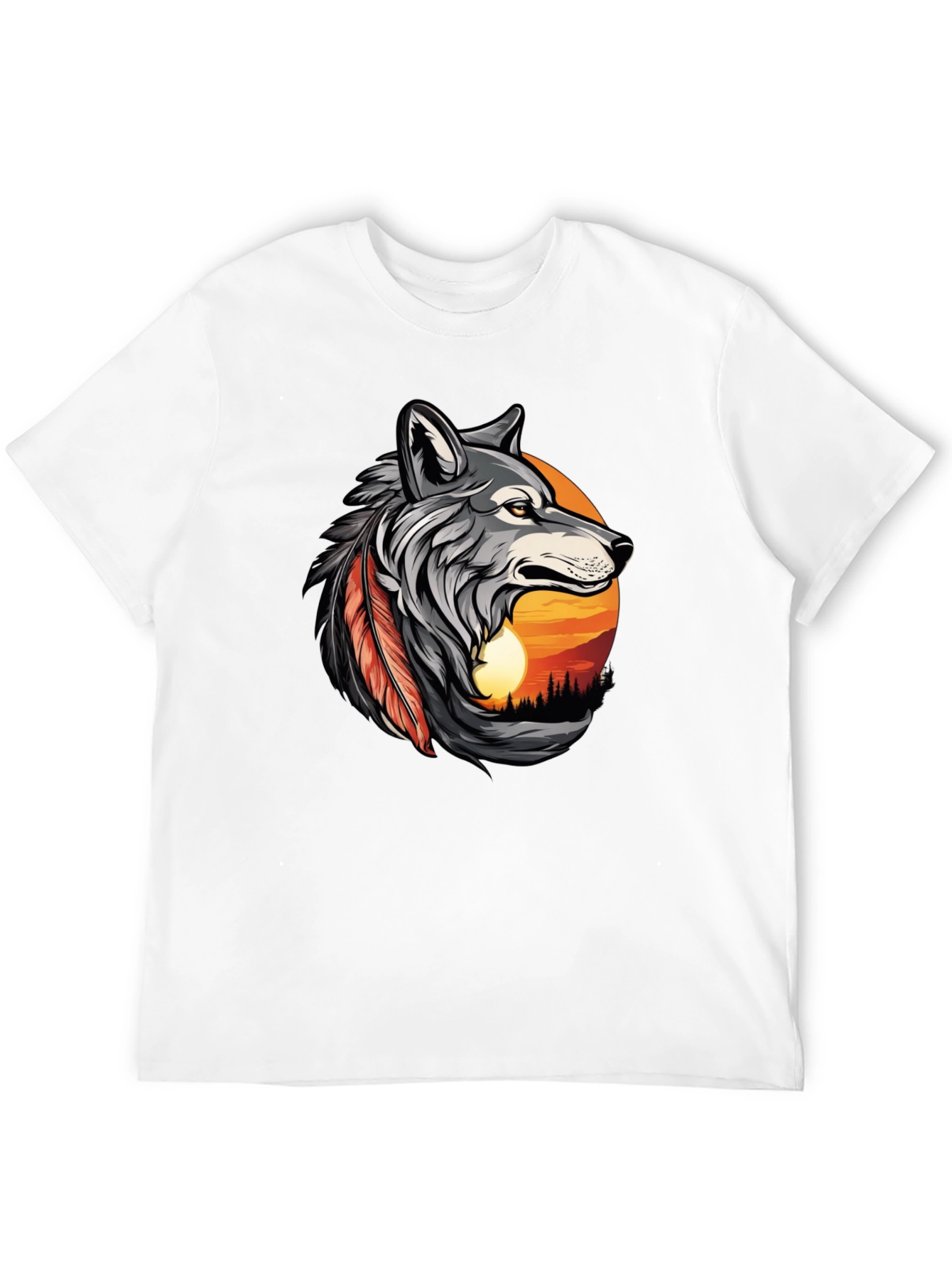 Wolf Sunset Graphic Tee - Mens Black T-Shirt