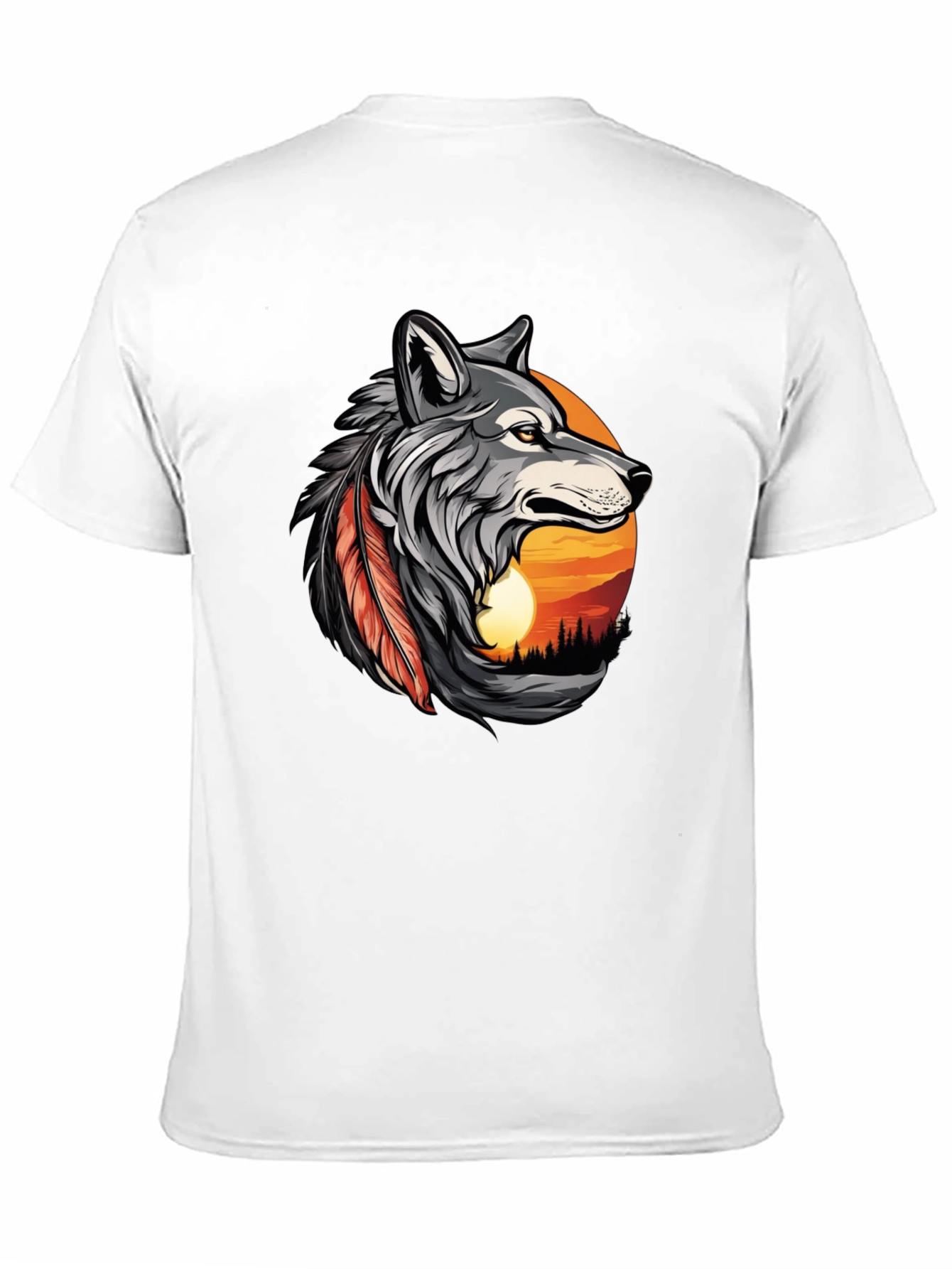 Wolf Sunset Graphic Tee - Mens Black T-Shirt