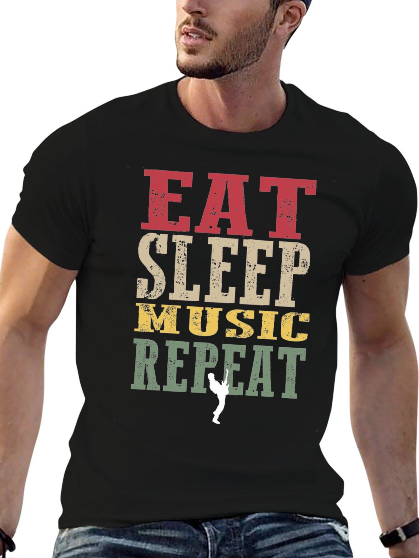 Eat Sleep Music Repeat Graphic T-Shirt