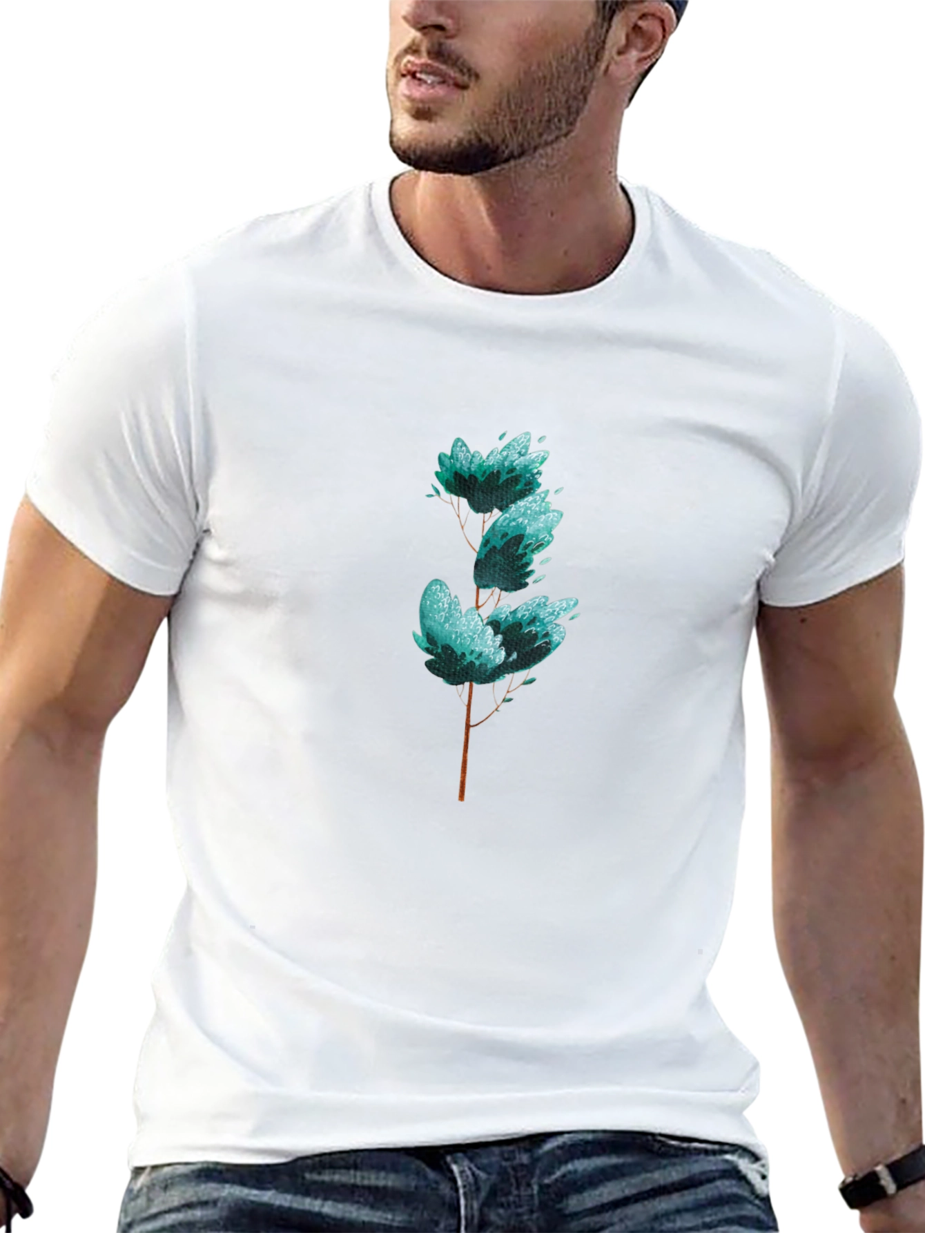 Stylish Tree Graphic Black T-Shirt