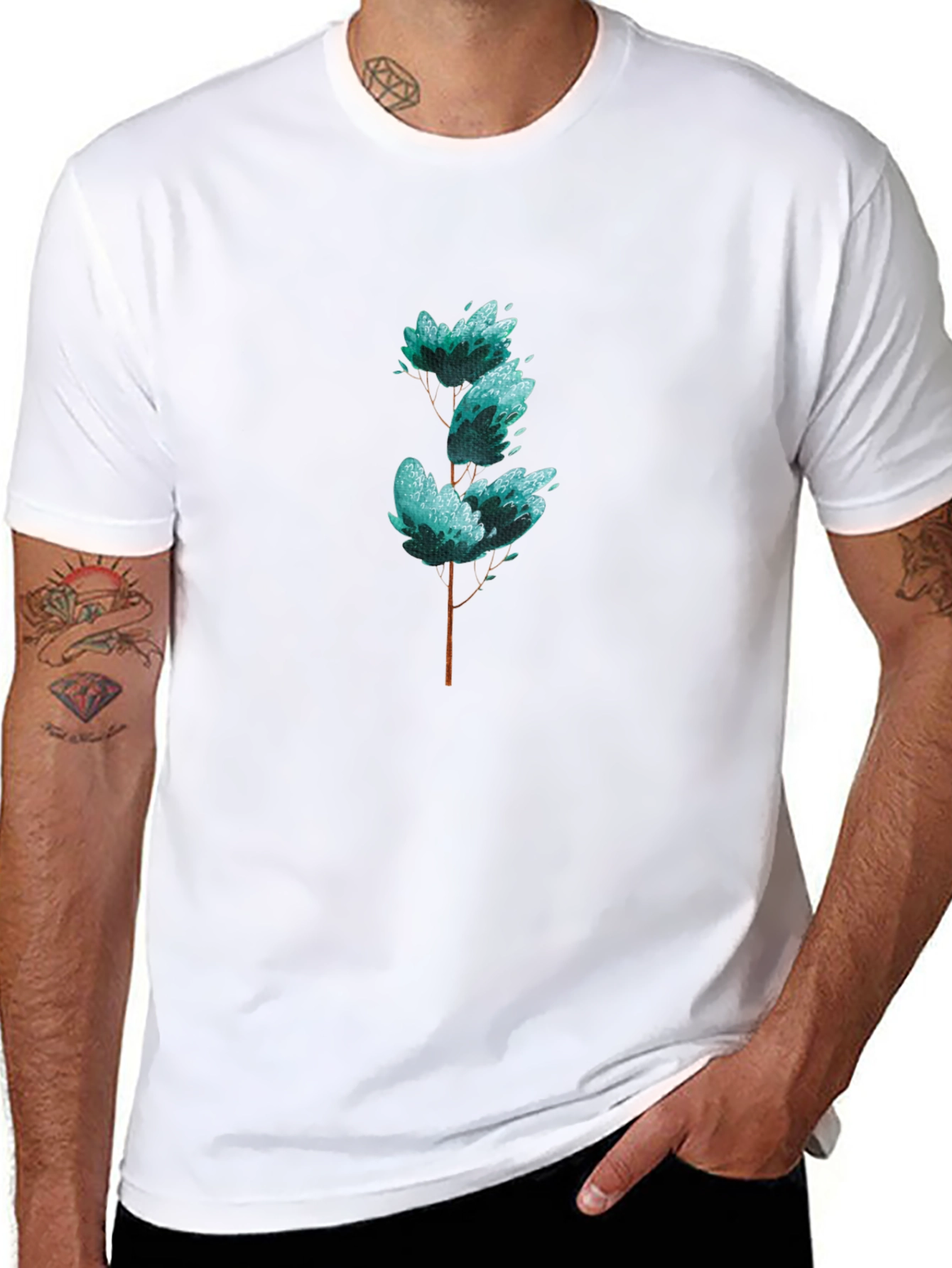 Stylish Tree Graphic Black T-Shirt