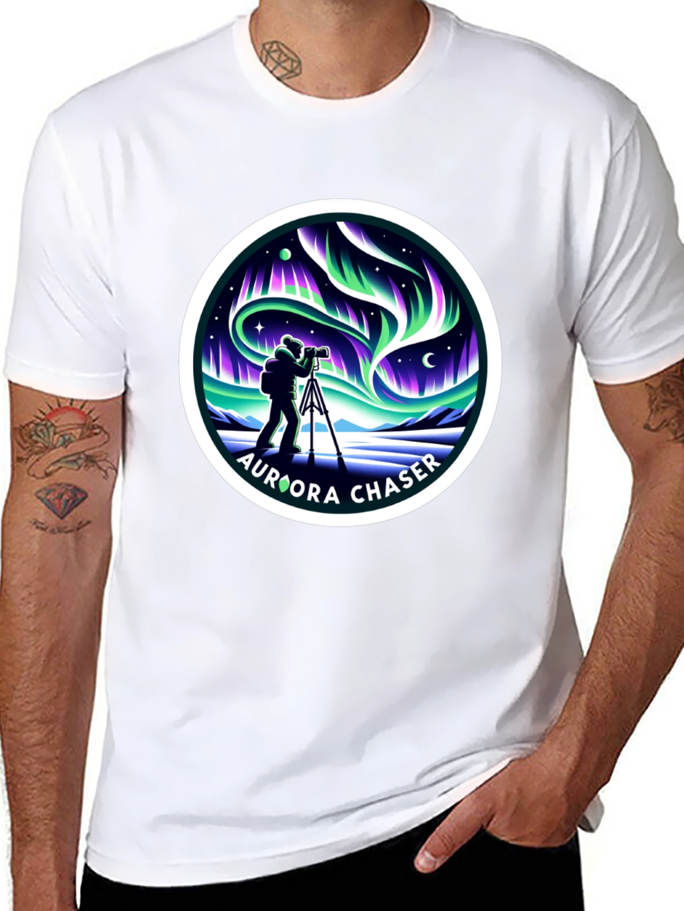 Aurora Chaser Graphic Tee - Stargazing Adventure