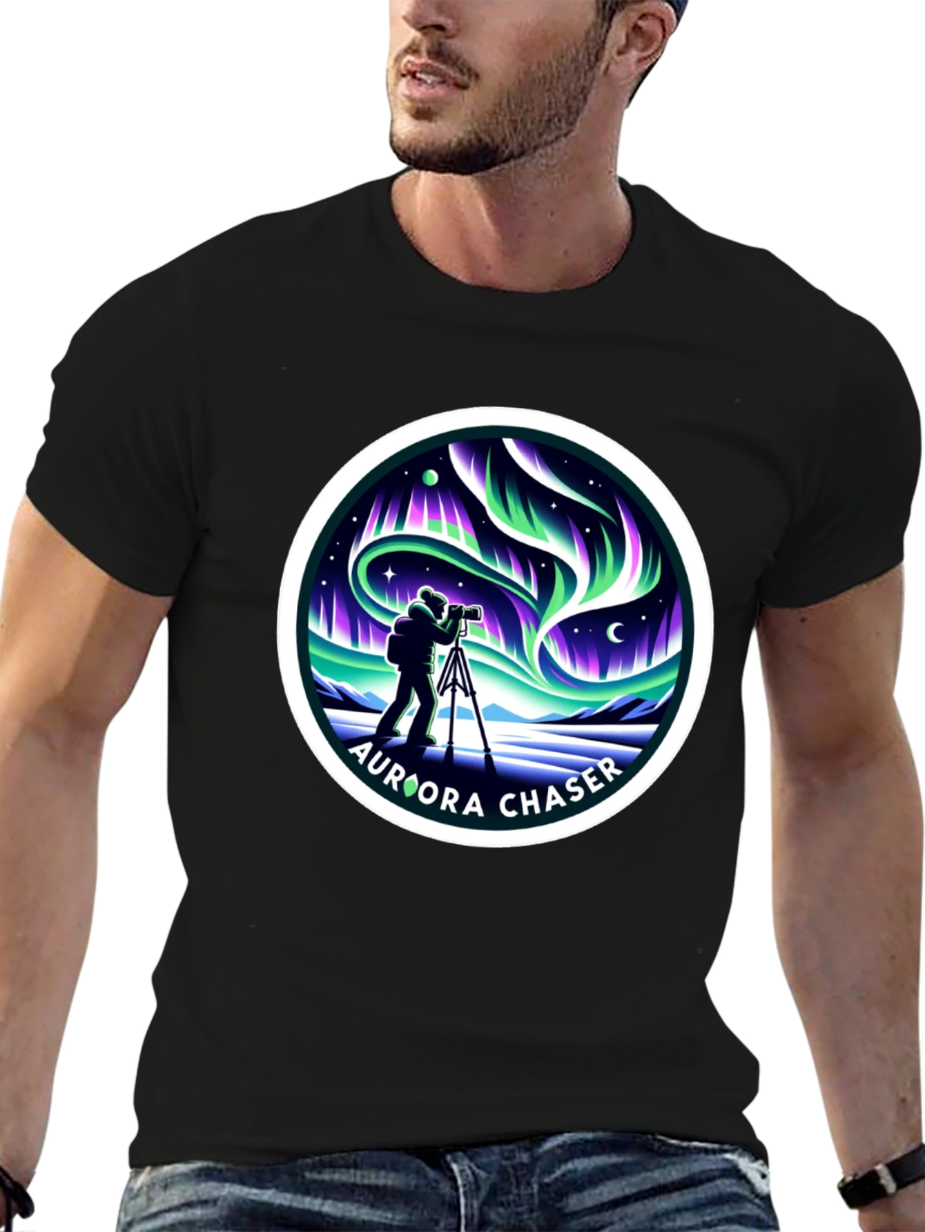 Aurora Chaser Graphic Tee - Stargazing Adventure
