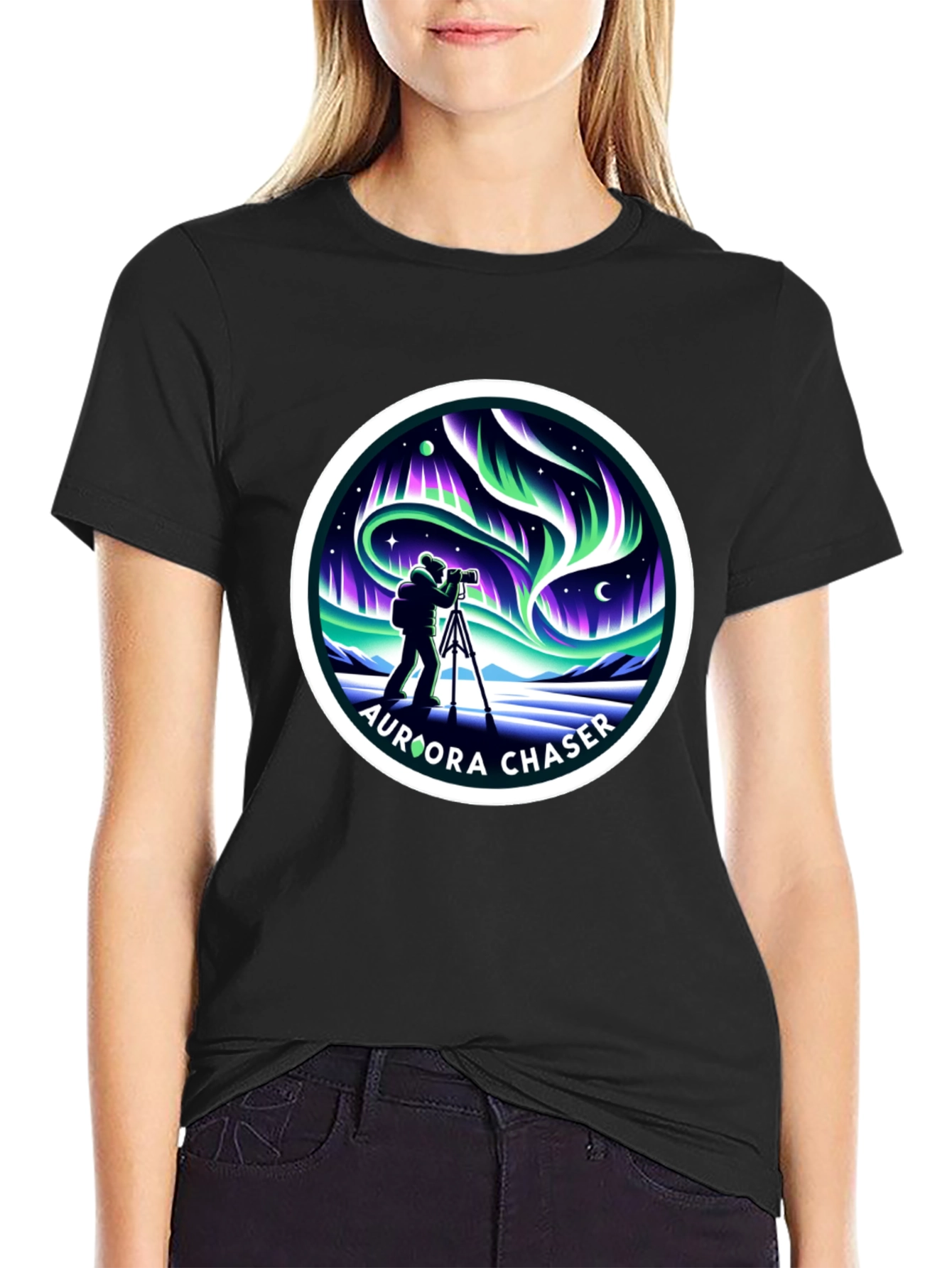 Aurora Chaser Graphic Tee - Stargazing Adventure