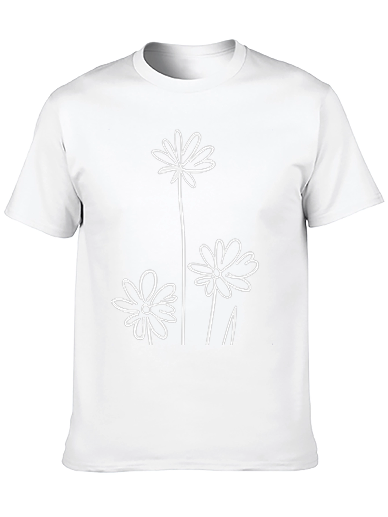 Minimalist Flower Graphic T-Shirt - Black