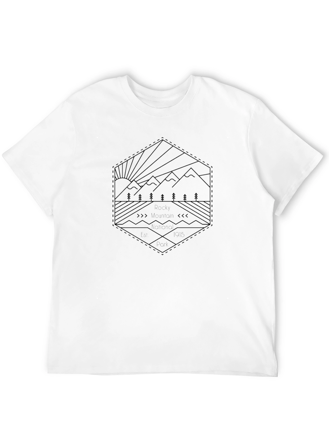 Mens Black Graphic Tee - Mountain Landscape Design
