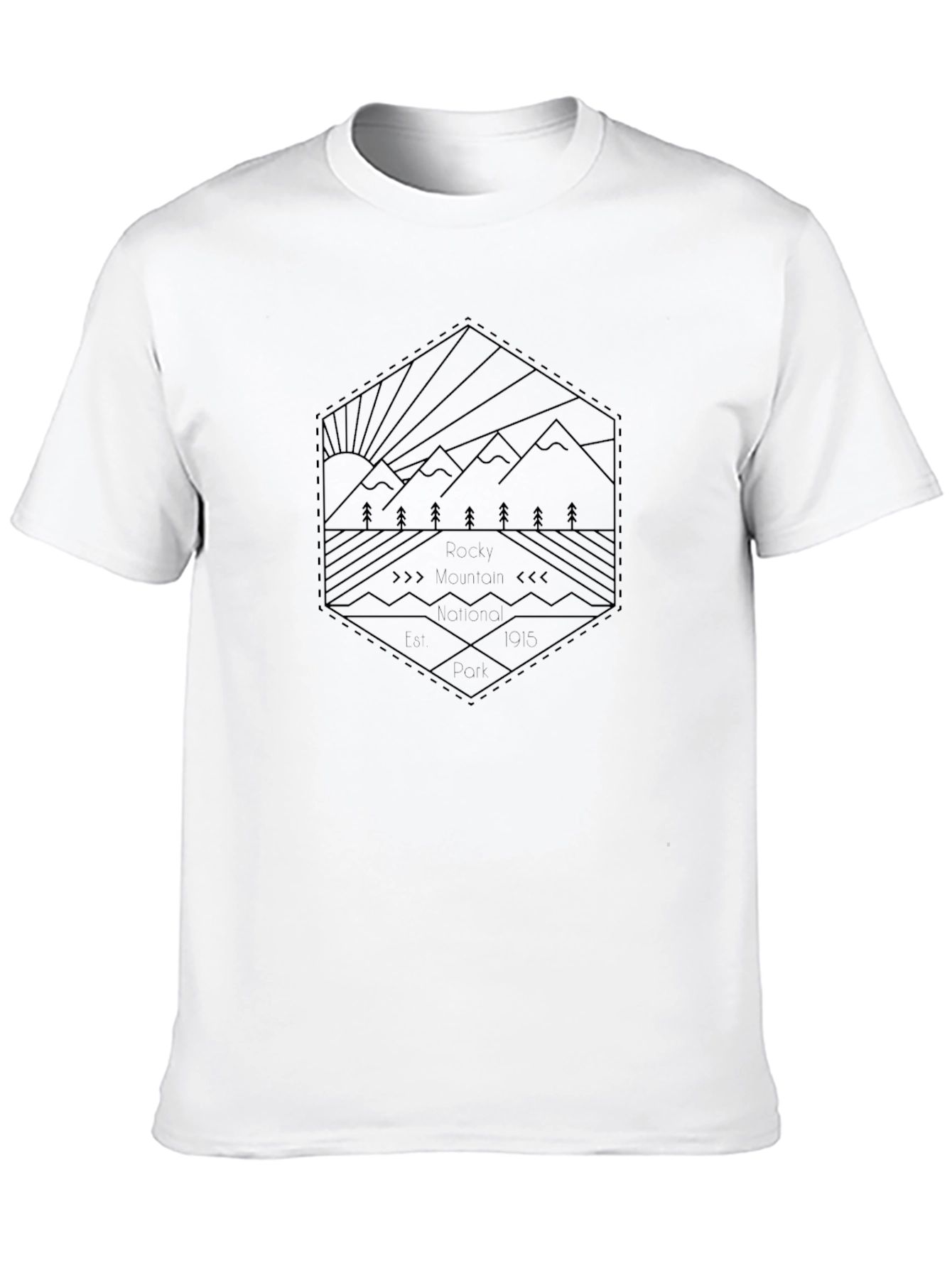 Mens Black Graphic Tee - Mountain Landscape Design