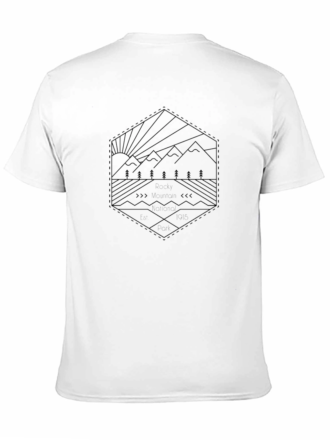 Mens Black Graphic Tee - Mountain Landscape Design