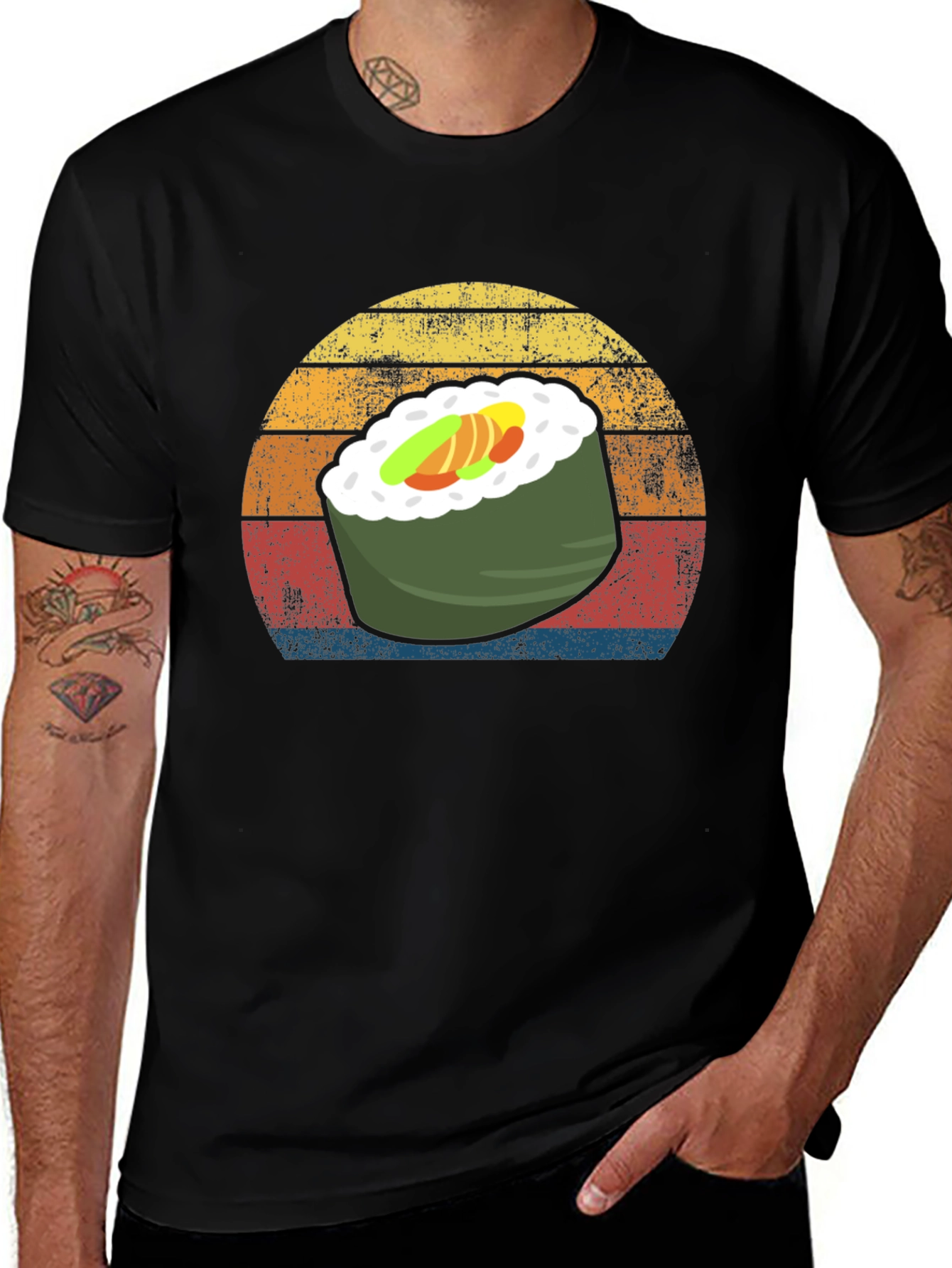 Sushi Roll Retro Graphic T-Shirt