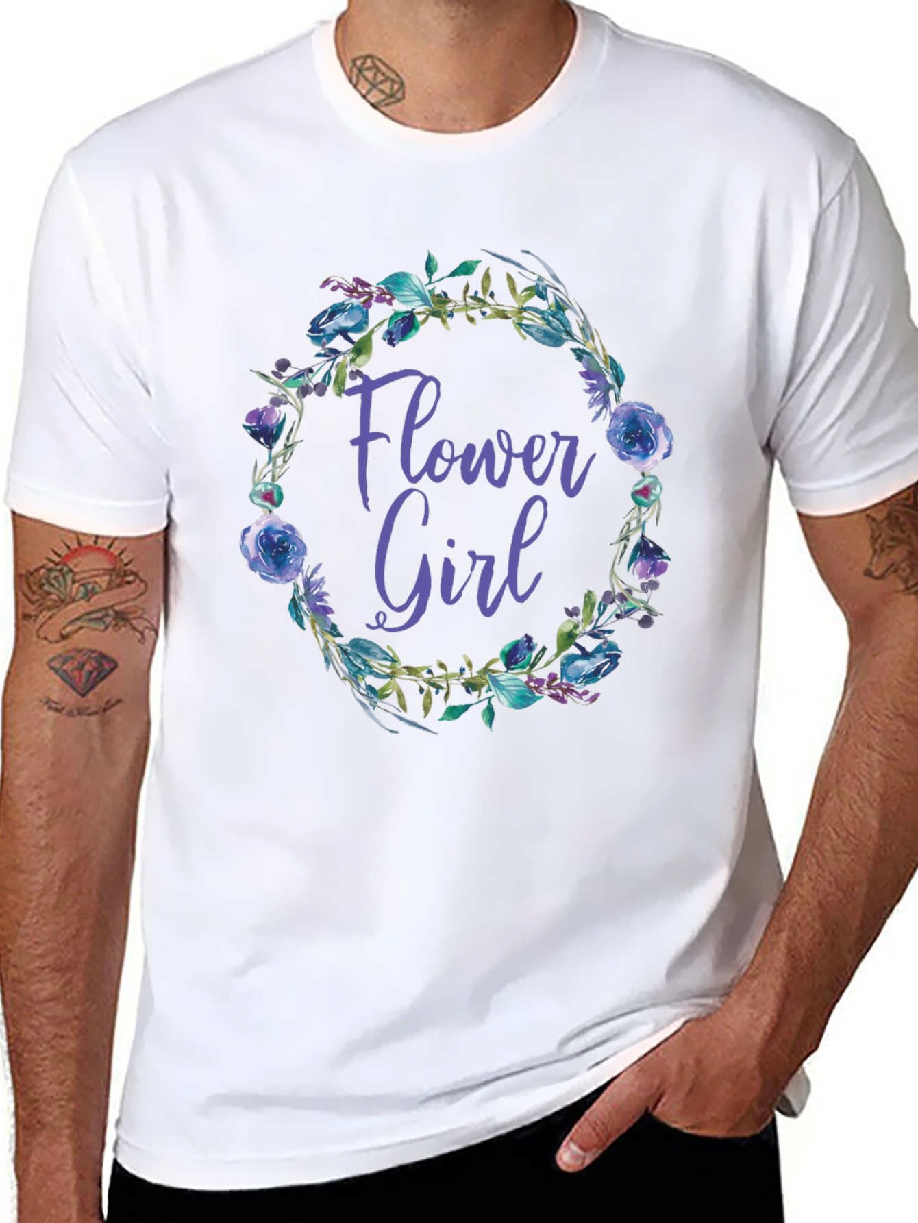 Flower Girl Floral Wreath Graphic Tee
