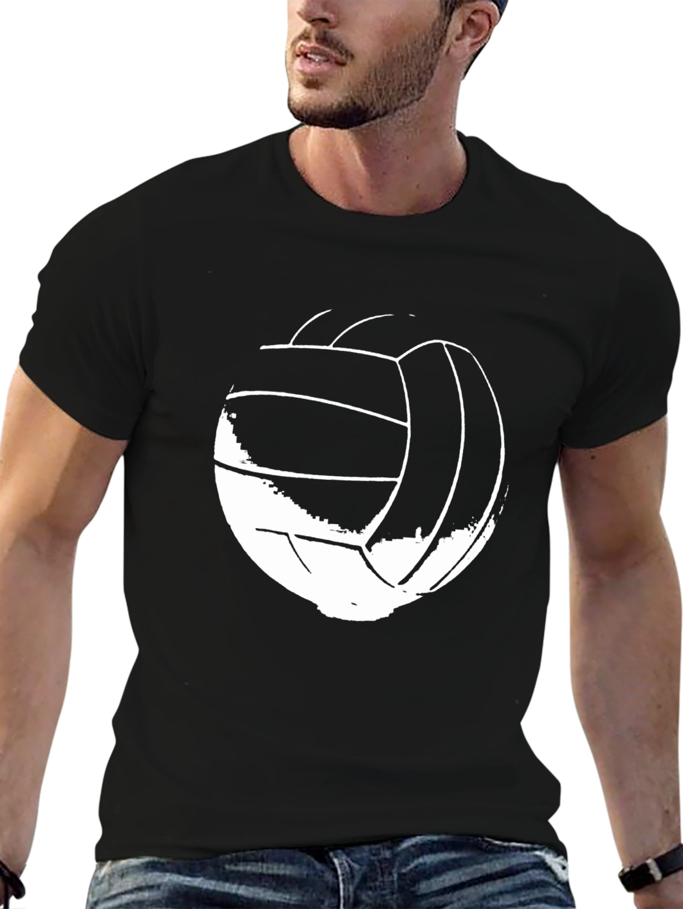 Volleyball Graphic Tee - Black Crew Neck