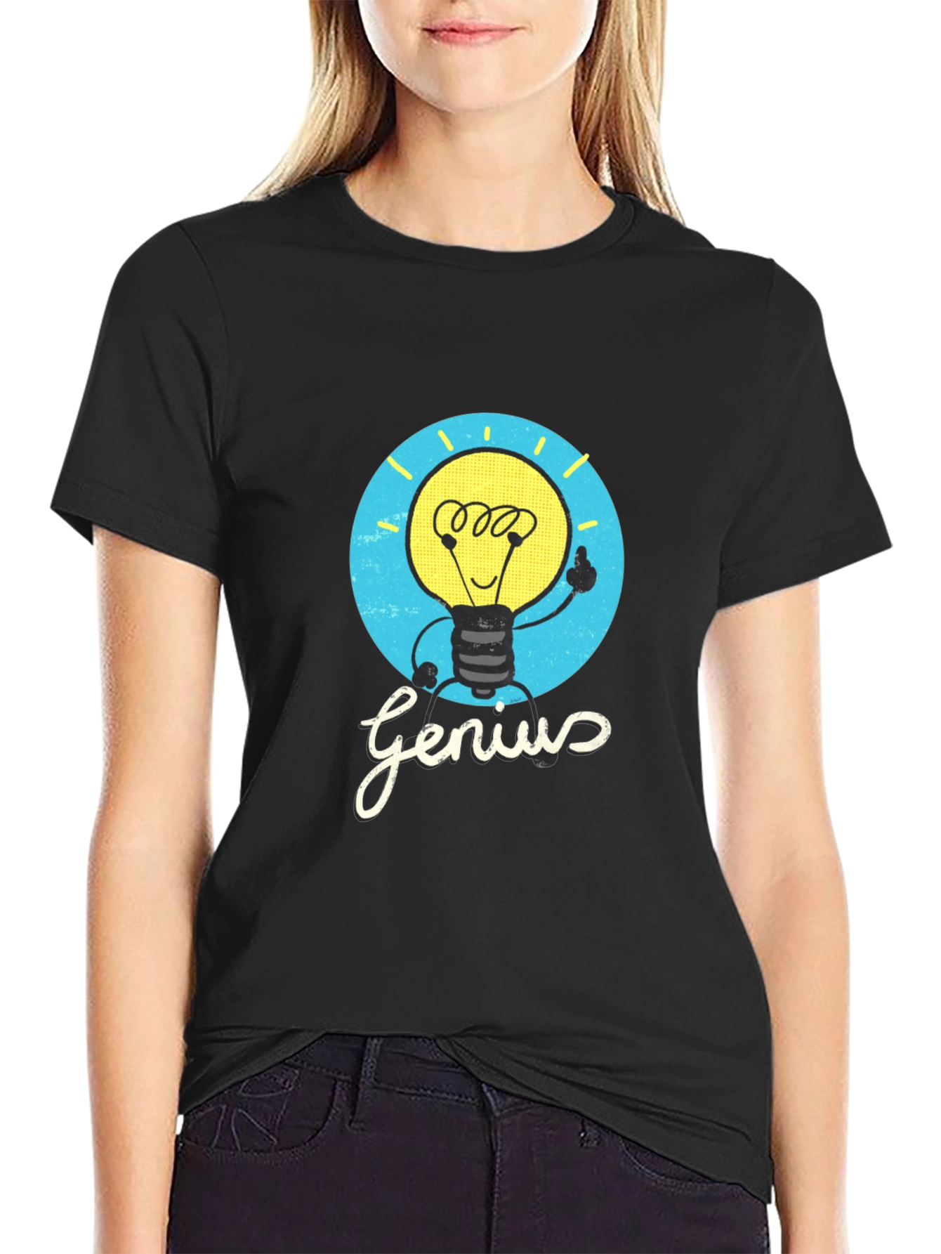 Genius Lightbulb Graphic Tee - Black